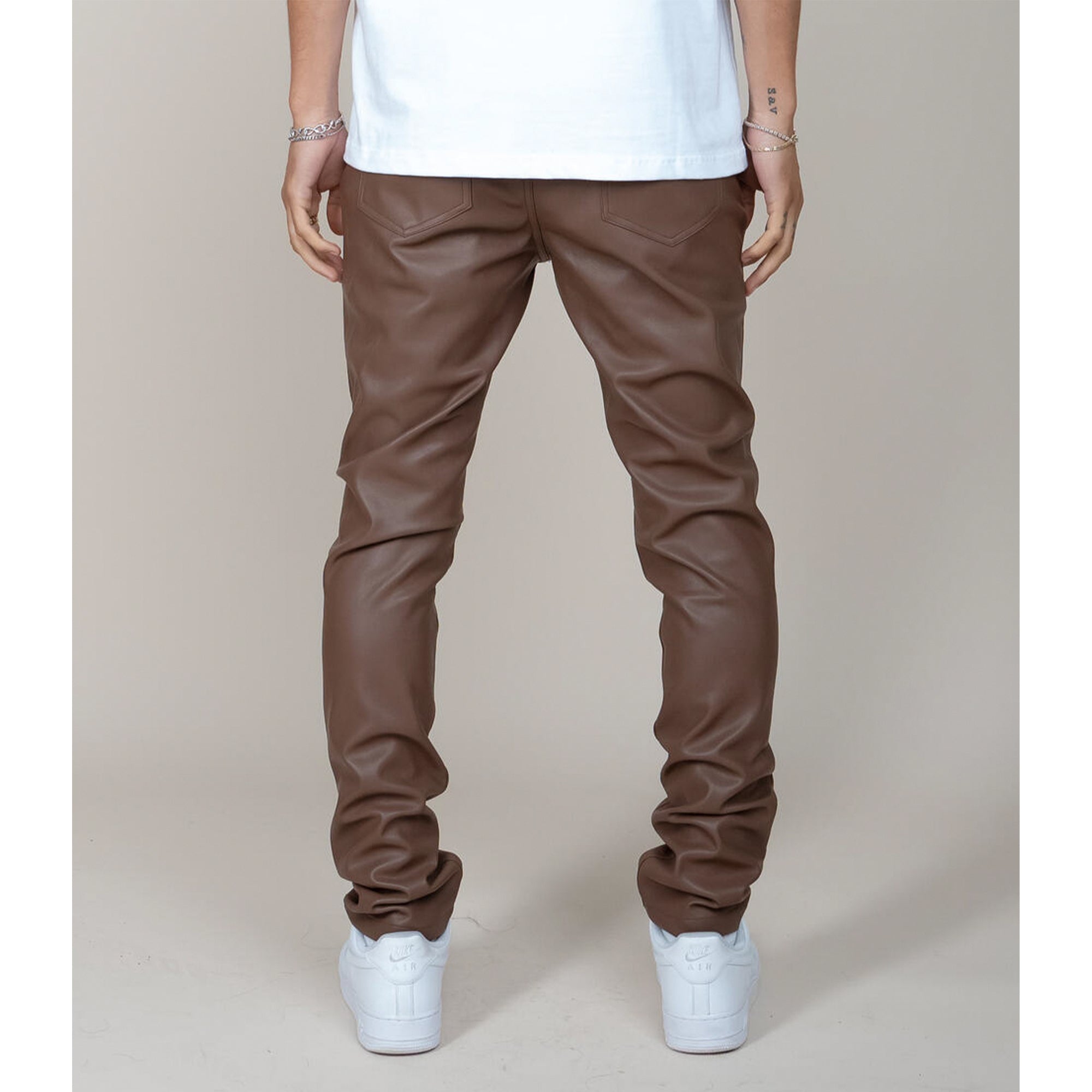 EPTM Unisex Leather GOPACHI PANTS 2.0 (Brown)-Nexus Clothing