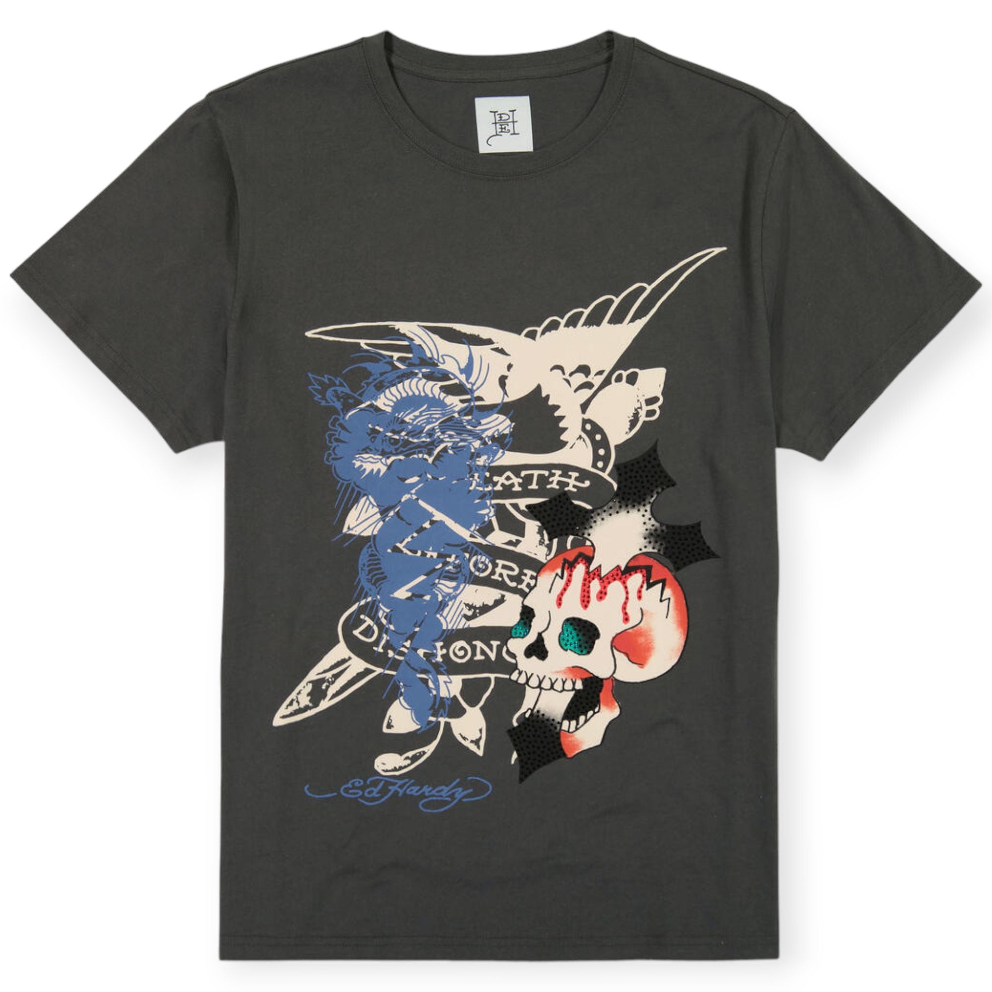 Ed Hardy Men Eagle Skull Shirt (Charcoal)-Charcoal-XX-Large-Nexus Clothing