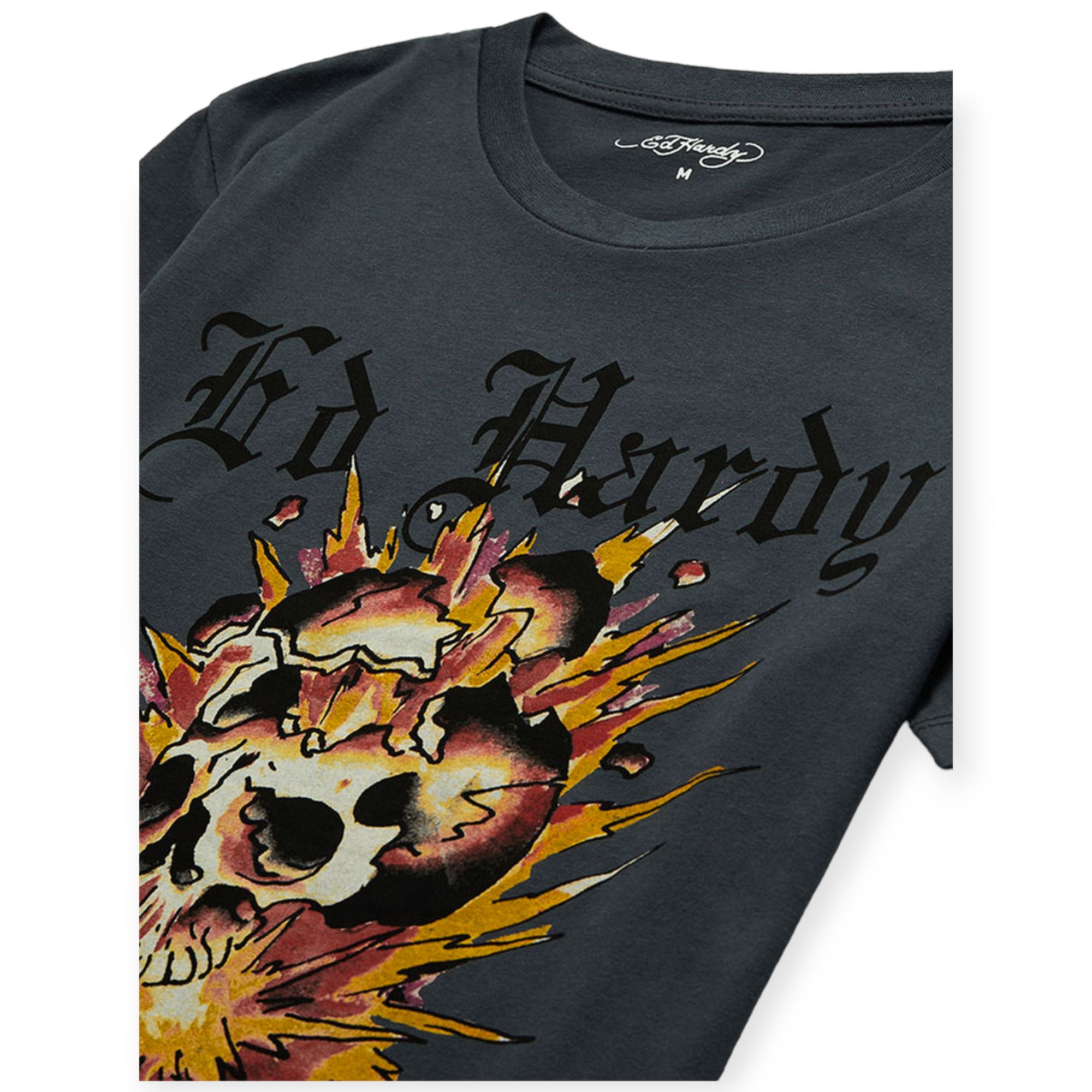 Ed Hardy Men Exploding Skull T-Shirt (Charcoal)-Nexus Clothing