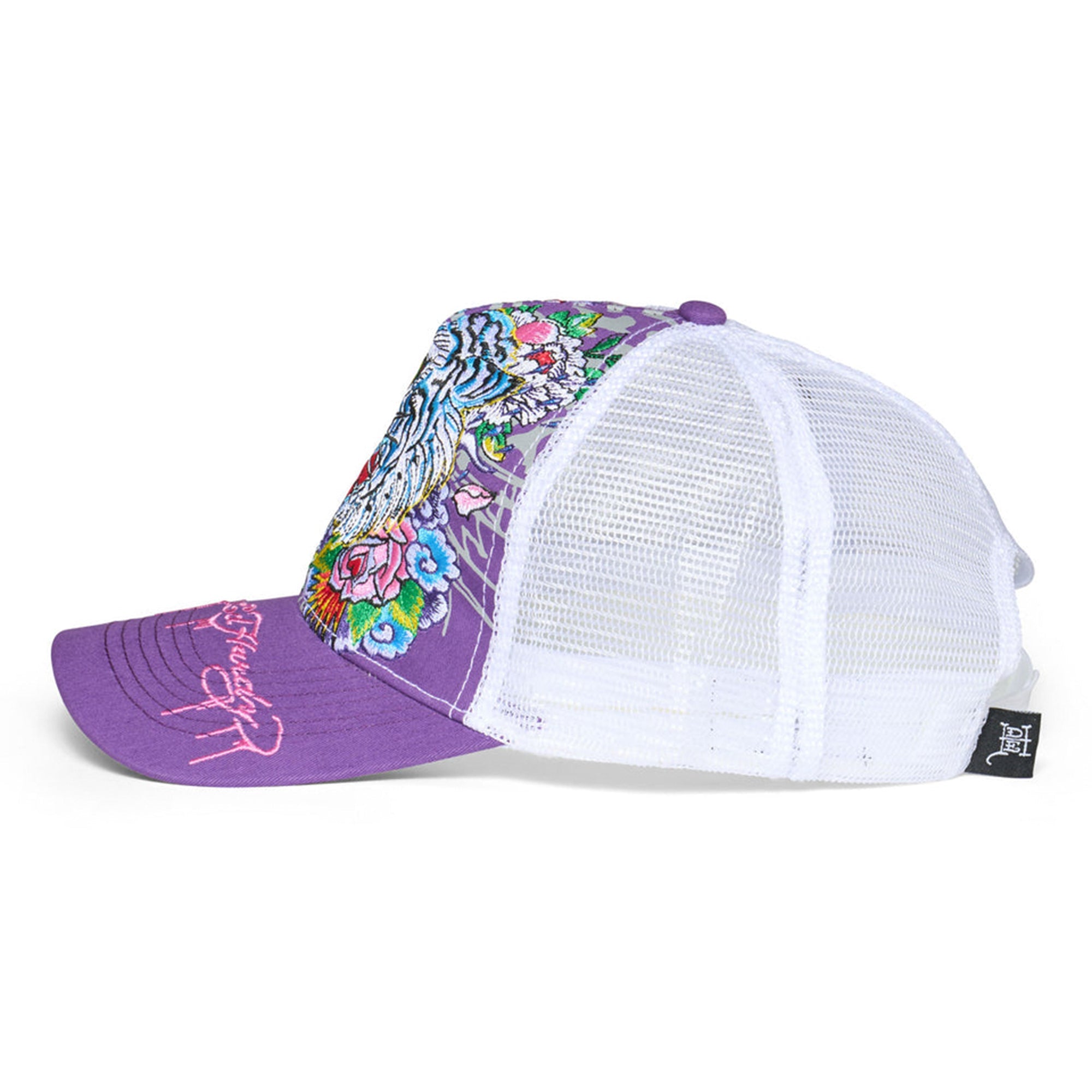 Ed Hardy Men Floral Tiger Hat (Purple White)-Purple White-OneSize-Nexus Clothing