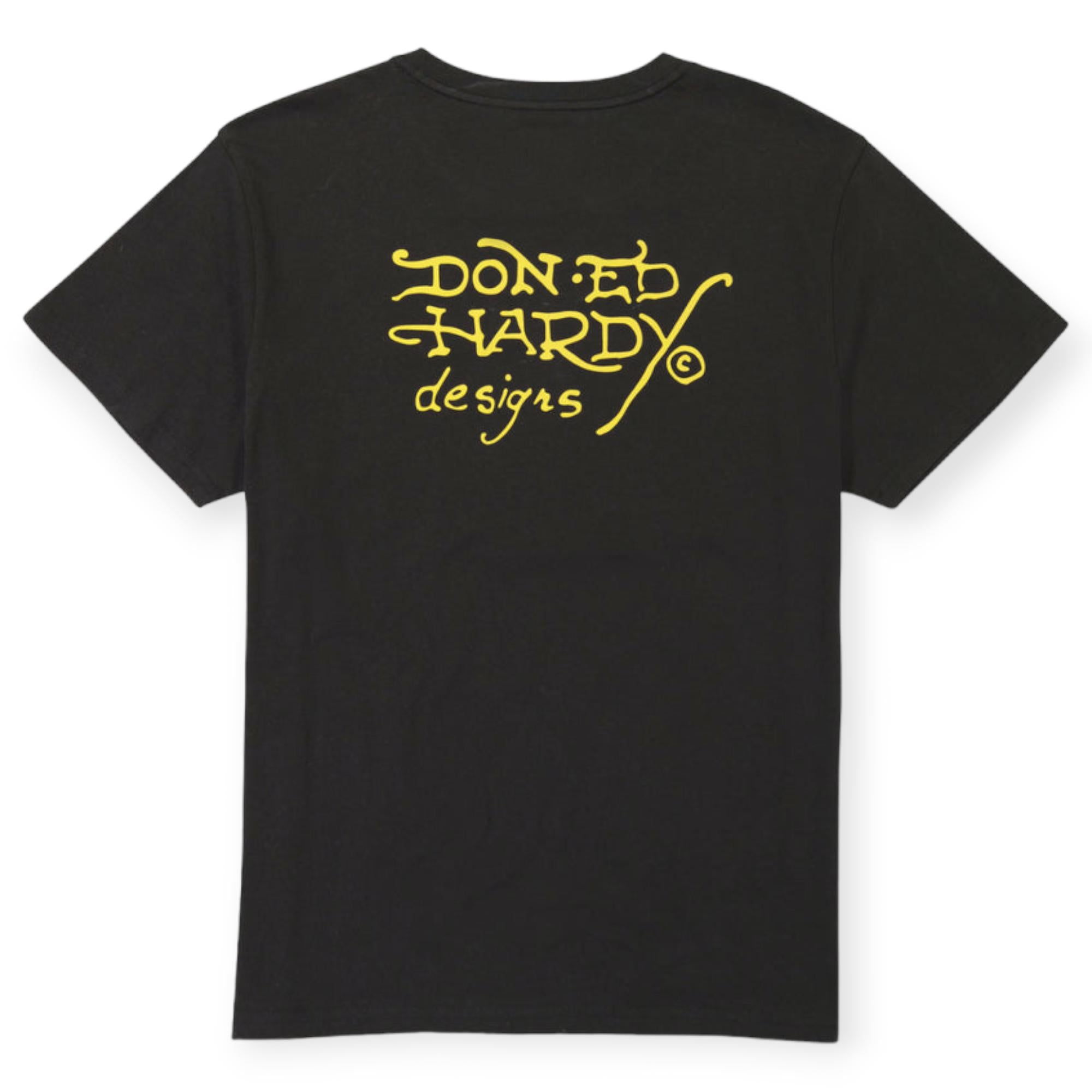 Ed Hardy Men Rhinestone Fire Bird T-Shirt (Faded Black)