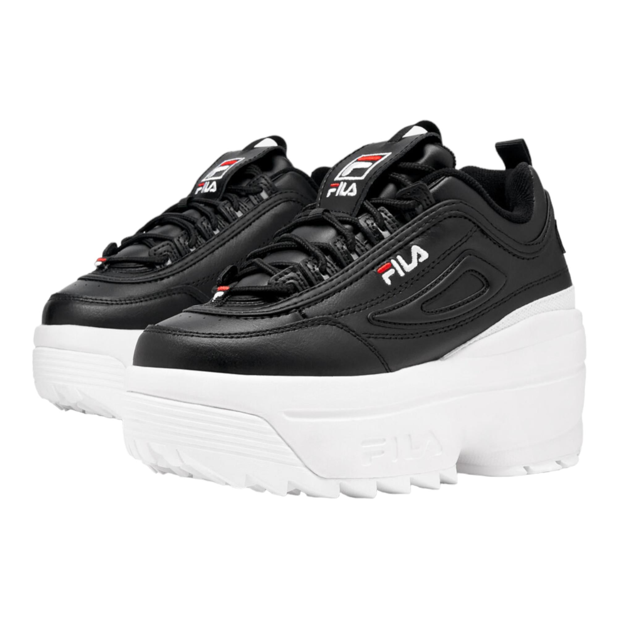 Fila Women Disruptor II Wedge Shoes (Black/Red/White)-Black-6-Nexus Clothing