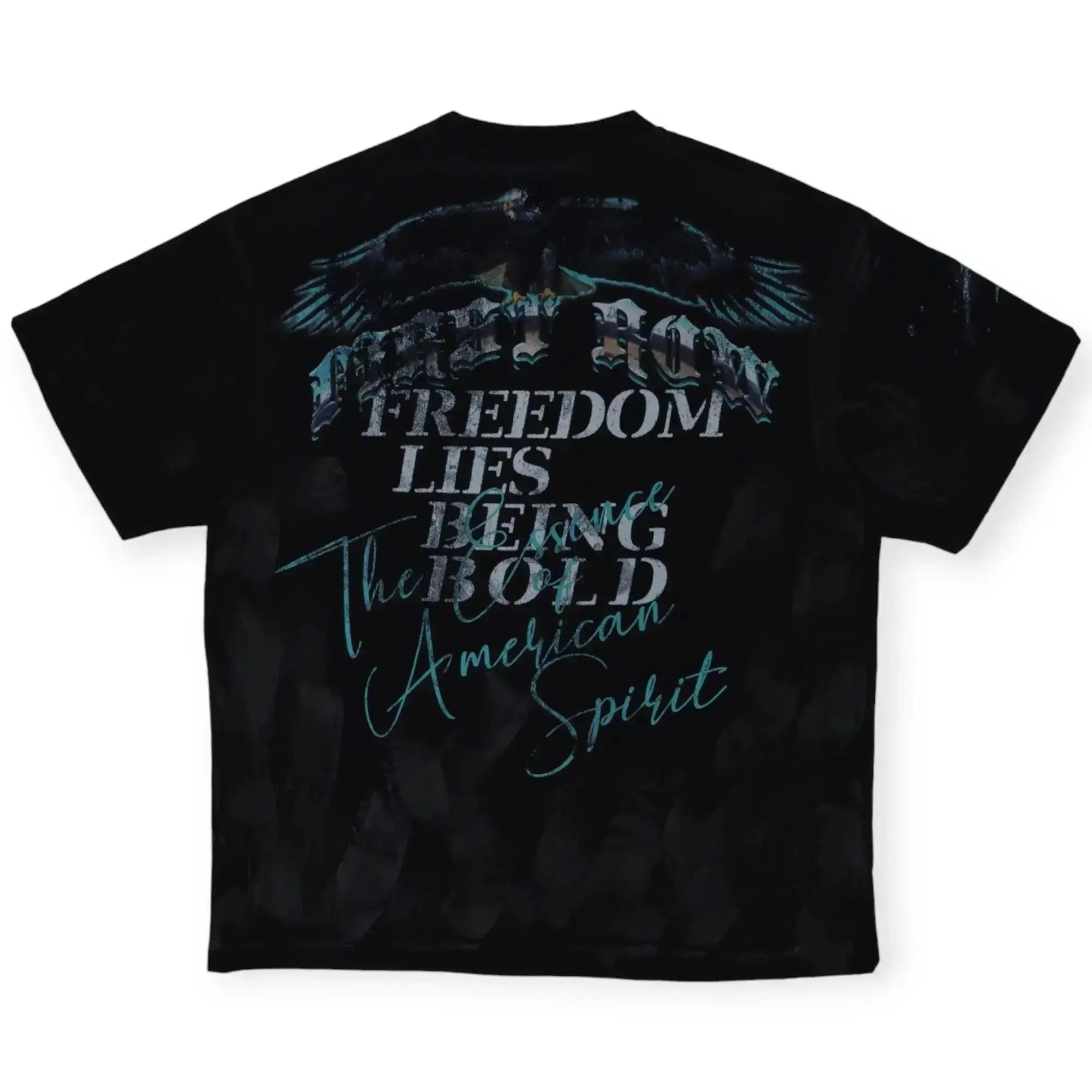 First Row Men Freedom Is Not Free Washed With Rhinestone Tee (Black)-Nexus Clothing