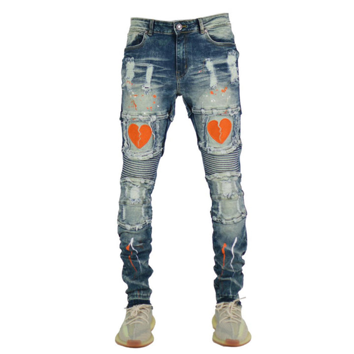 Focus Men Splat Broken Heart Denim (Dark Vintage Orange)-Dark Vintage Ora-29W X 32L-Nexus Clothing