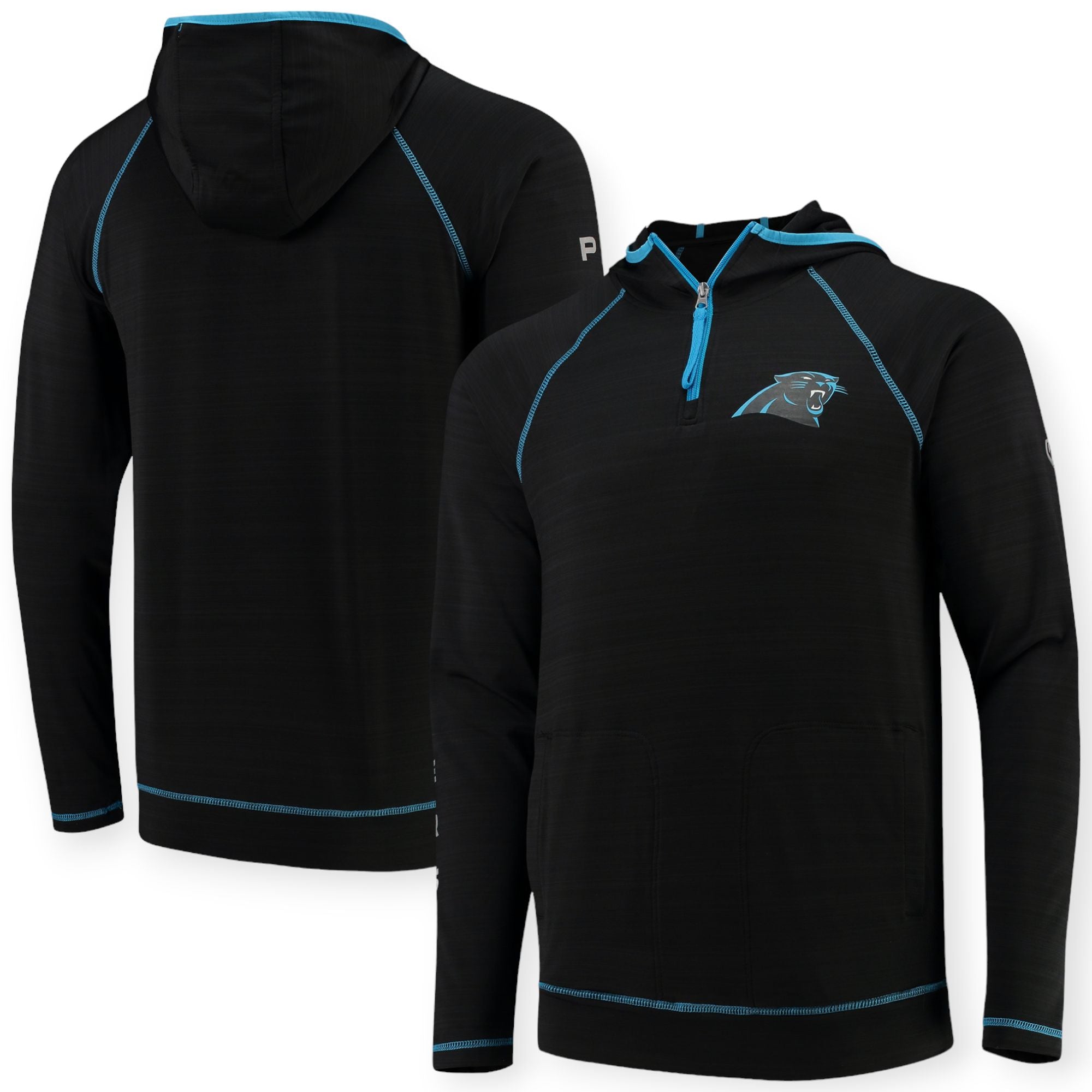 GIII Mens 3/4 ZIP Panthers Hoodie(Black)-Nexus Clothing