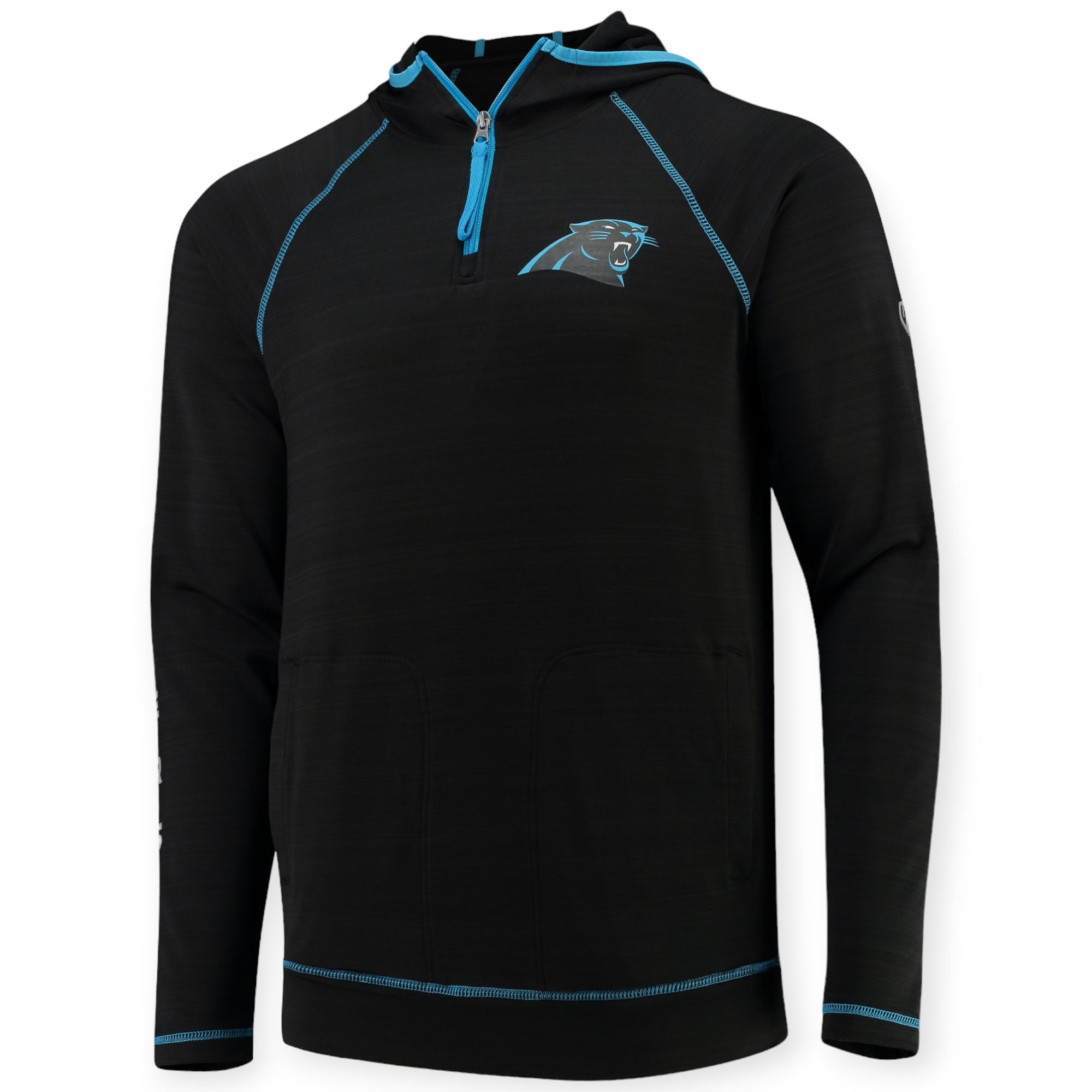 GIII Mens 3/4 ZIP Panthers Hoodie(Black)-Black-Small-Nexus Clothing