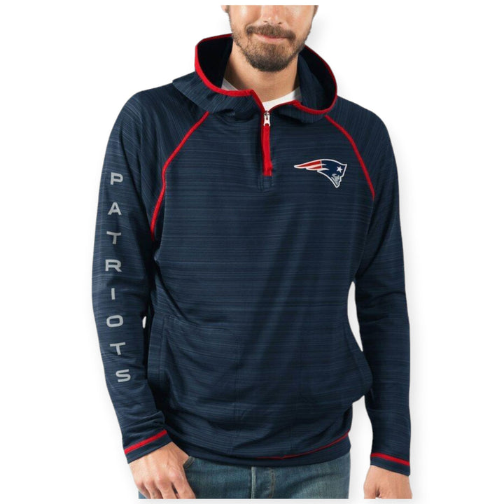 GIII Mens 3/4 ZIP Patriots Hoodies(Navy)-Navy-Large-Nexus Clothing