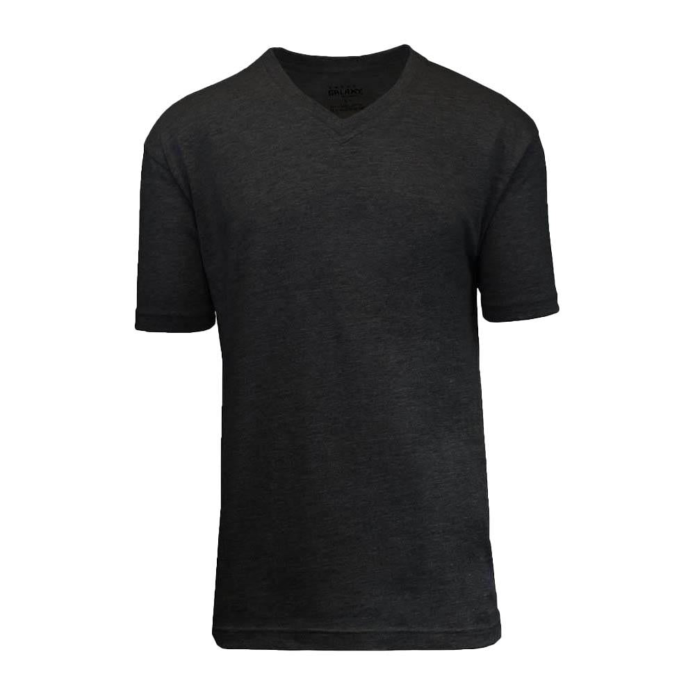 Galaxy by Harvic Men Solid Basic Plain Short Sleeve V-Neck Tees-Black-Small-Nexus Clothing