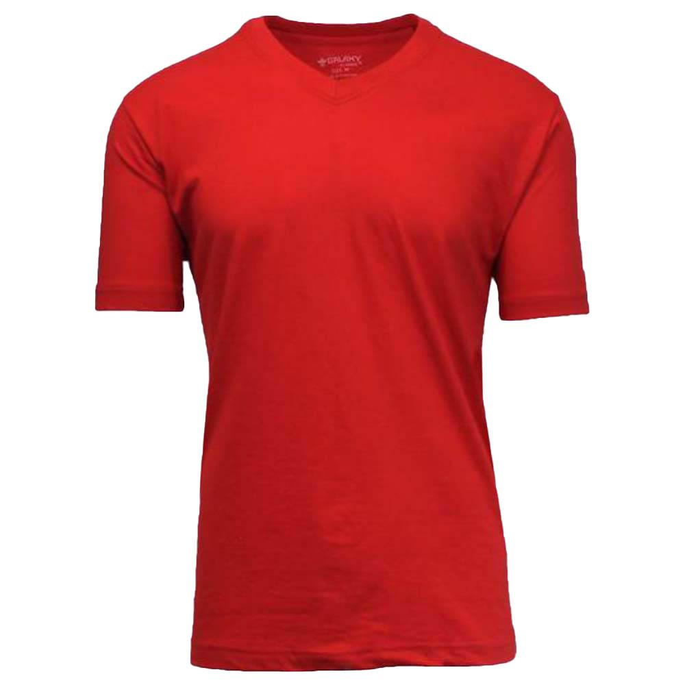 Galaxy by Harvic Men Solid Basic Plain Short Sleeve V-Neck Tees Red