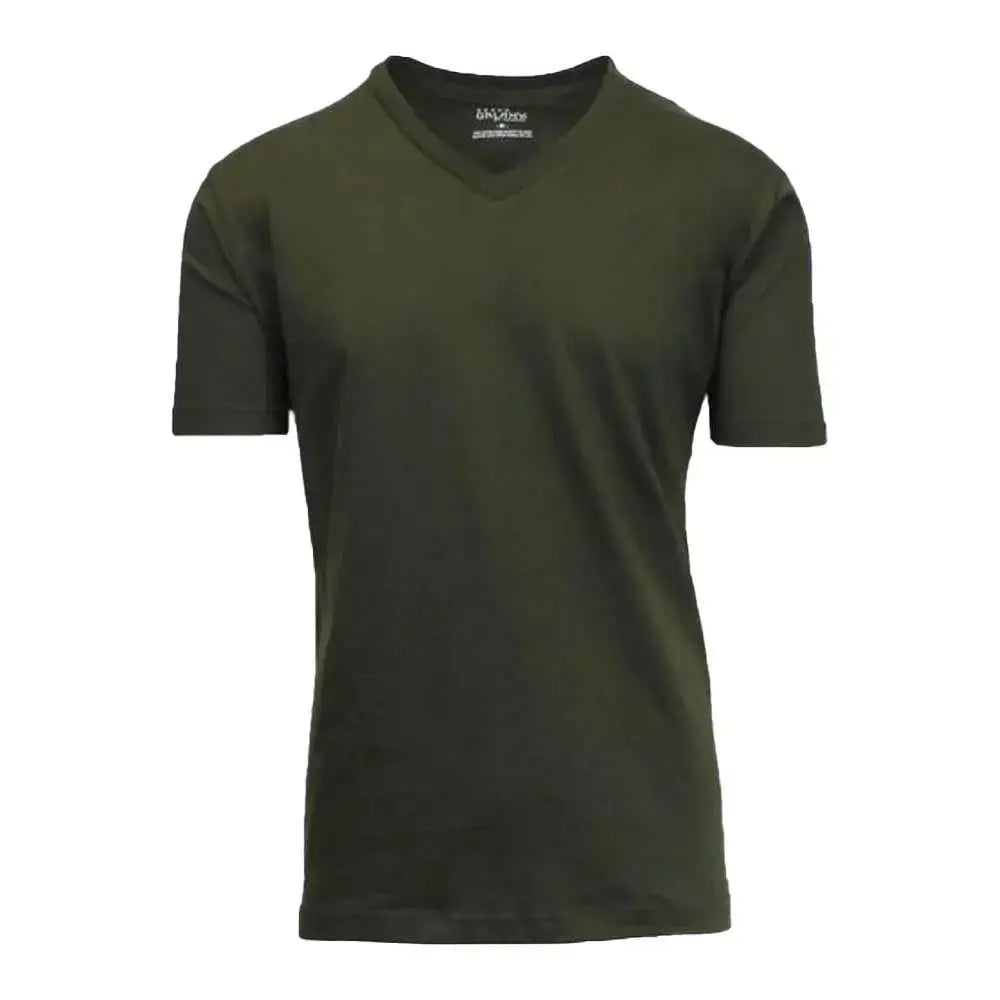 Galaxy by Harvic Men Solid Basic Plain Short Sleeve V-Neck Tees-Olive-Large-Nexus Clothing