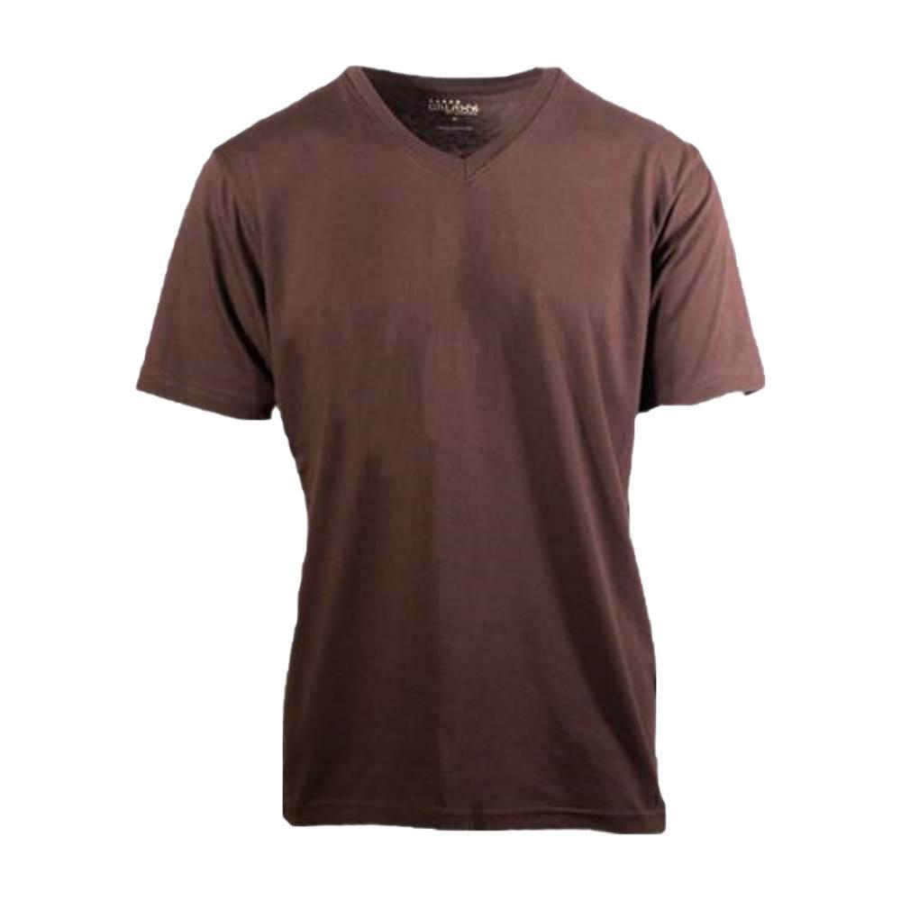 Galaxy by Harvic Men Solid Basic Plain Short Sleeve V-Neck Tees-Brown-Small-Nexus Clothing