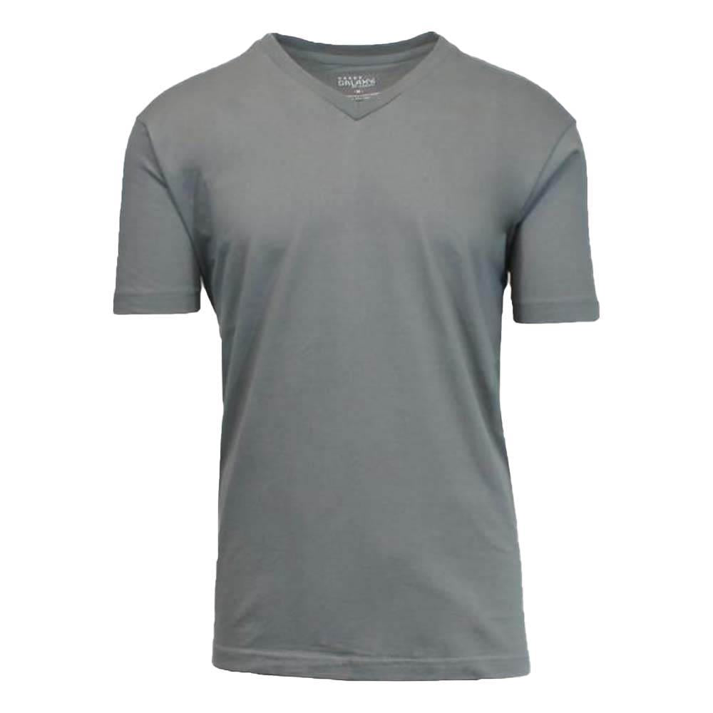 Galaxy by Harvic Men Solid Basic Plain Short Sleeve V-Neck Tees-Silver-Small-Nexus Clothing
