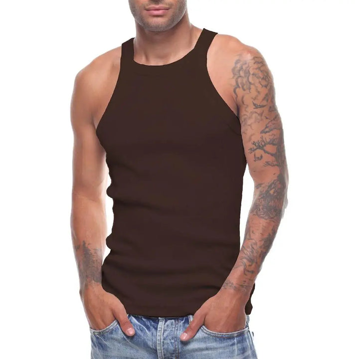 Galaxy by Harvic Men's Solid Colored Medium Weight Tank Top Brown-Brown-Small-Nexus Clothing