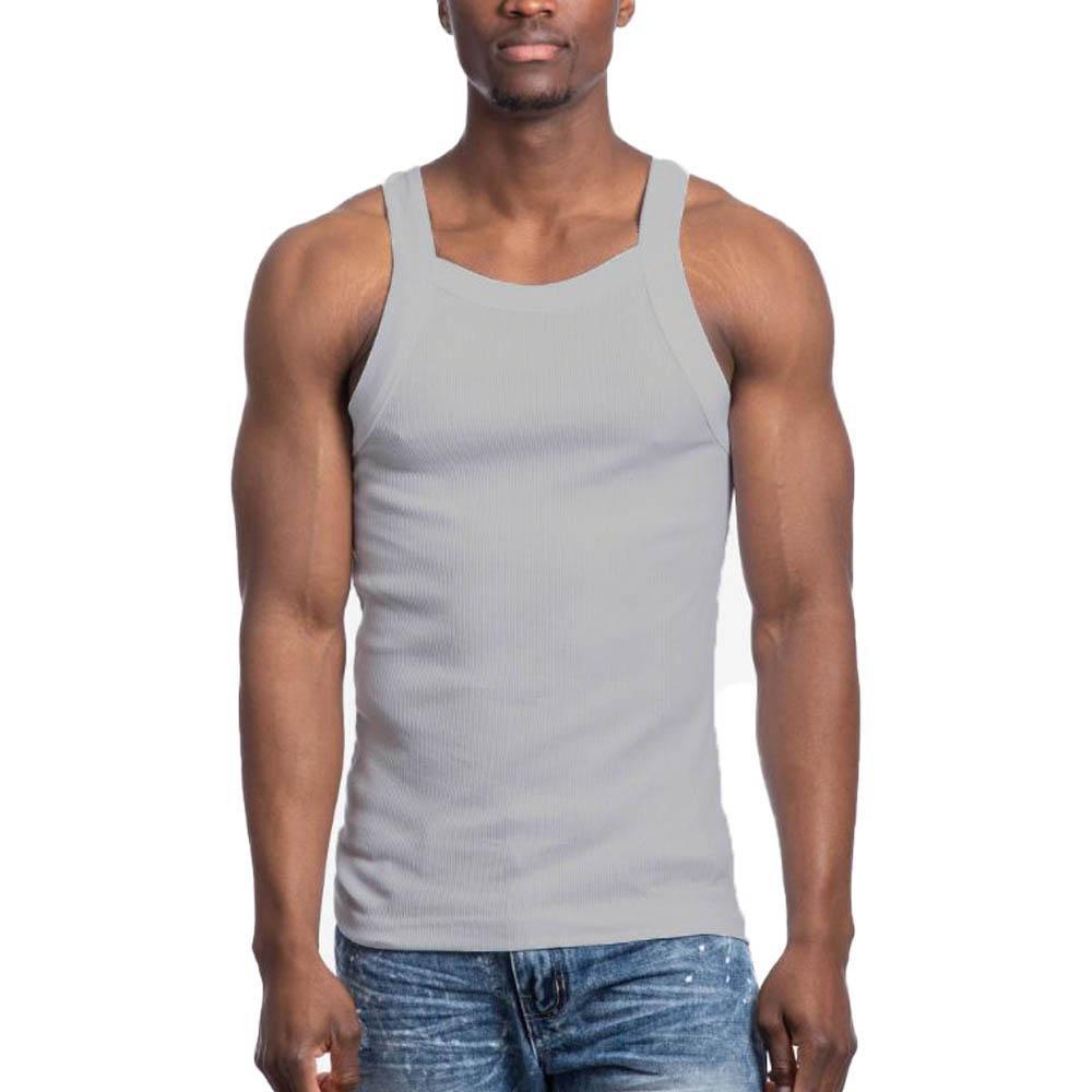 Galaxy by Harvic Men's Solid Colored Medium Weight Tank Top Heather Grey-Gray-Small-Nexus Clothing