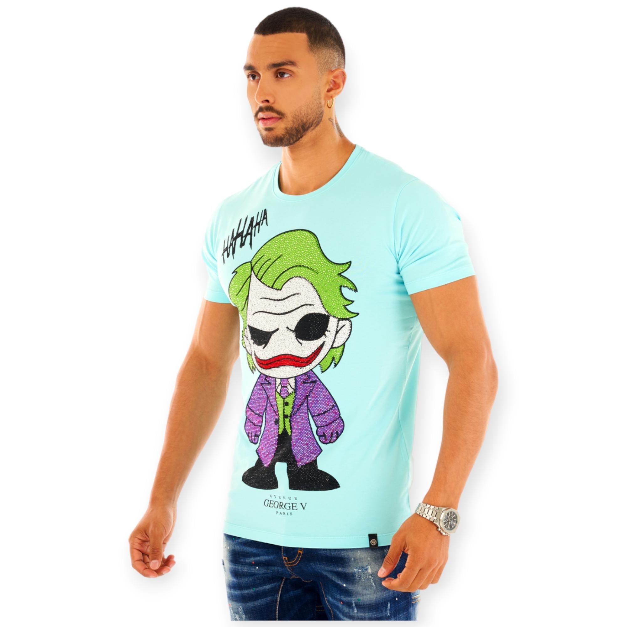 George V Men Crystal Joker T-Shirt (Baby Blue)-Nexus Clothing
