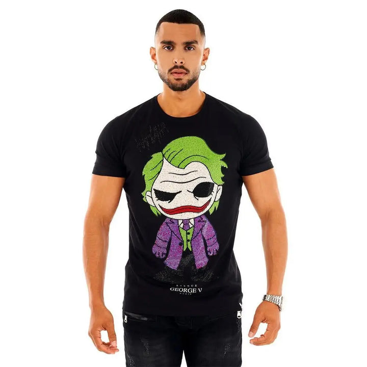 George V Men Crystal Joker T-Shirt (Black)-BLACK-Small-Nexus Clothing