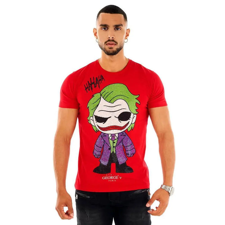 George V Men Crystal Joker T-Shirt (Red)-RED-Small-Nexus Clothing