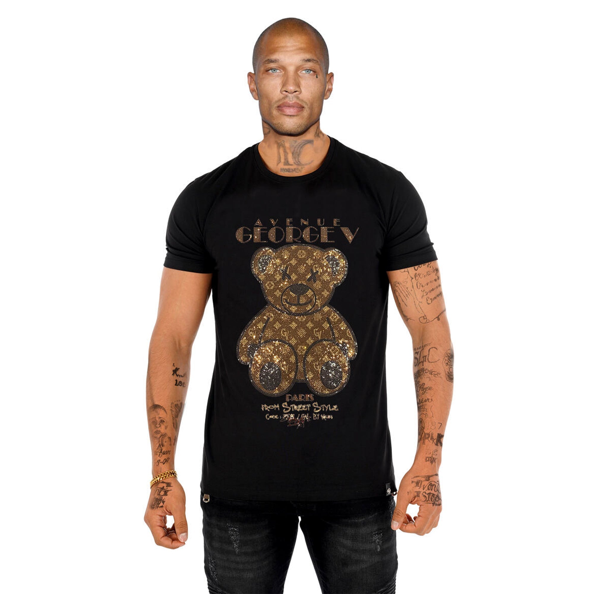 George V Men LV Brown Bear Tee (Black)-Black-Small-Nexus Clothing