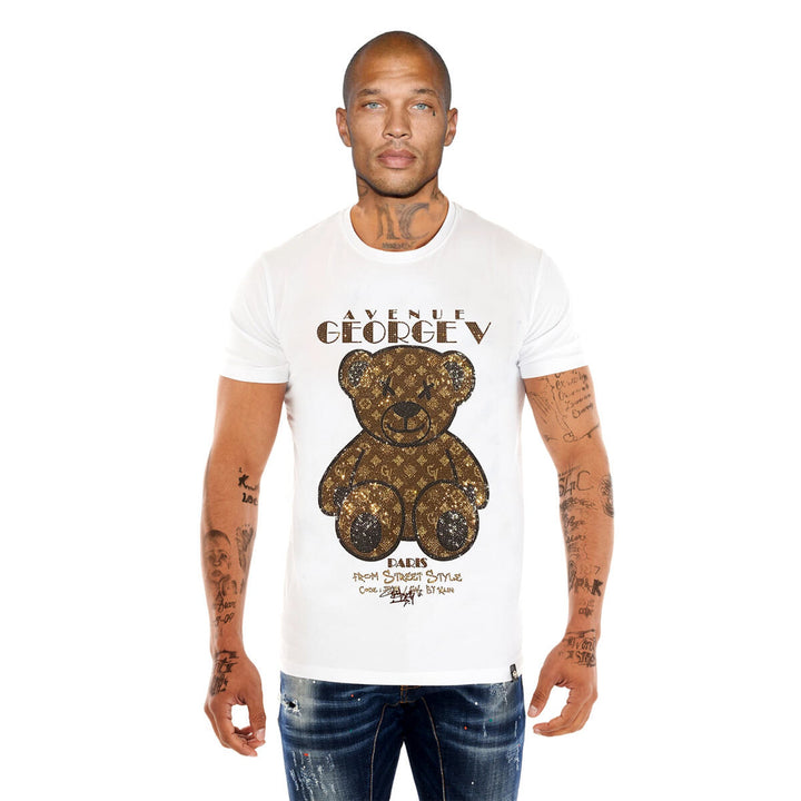 George V Men LV Brown Bear Tee (White)-White-Small-Nexus Clothing