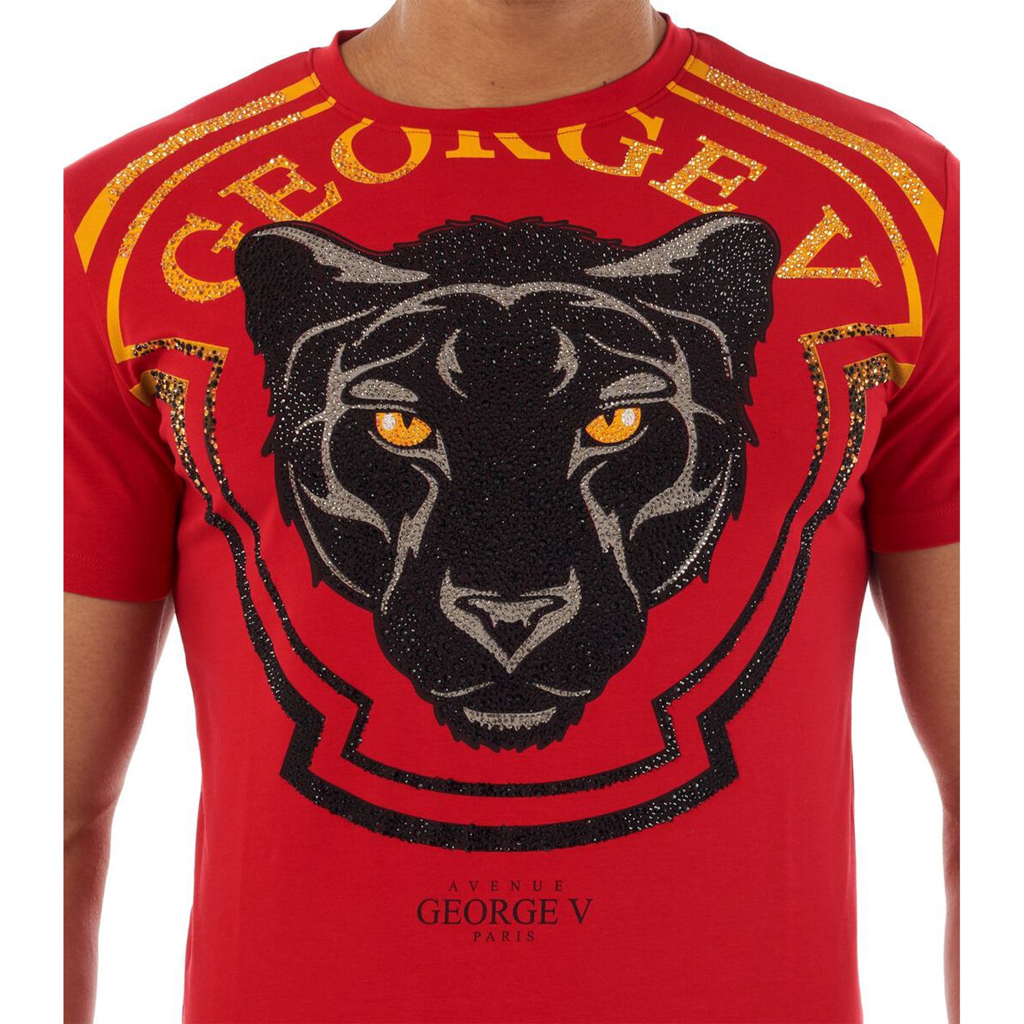 George V Men Modern Panther T-Shirt (Red Gold)2