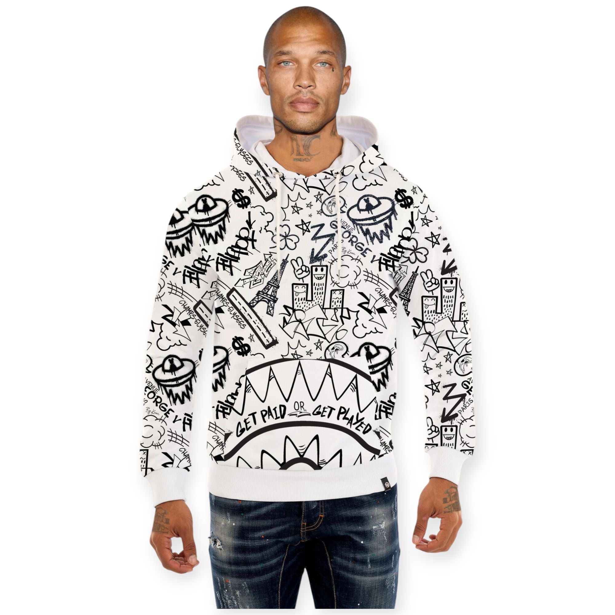 George V Men Paris Celebrations Hoodie (White)-White-Small-Nexus Clothing