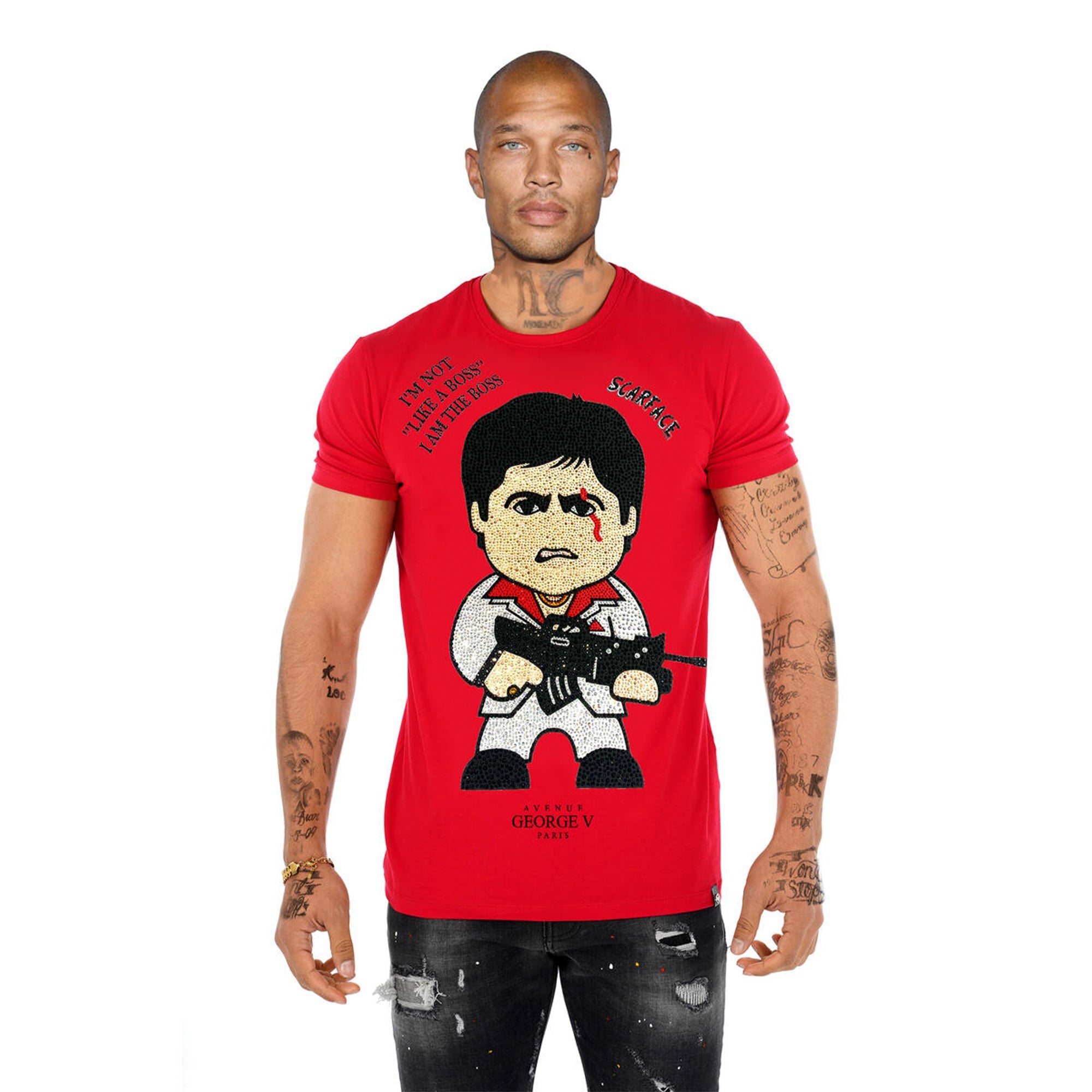 George V Men Scarface Tee (Red)-Red-Small-Nexus Clothing