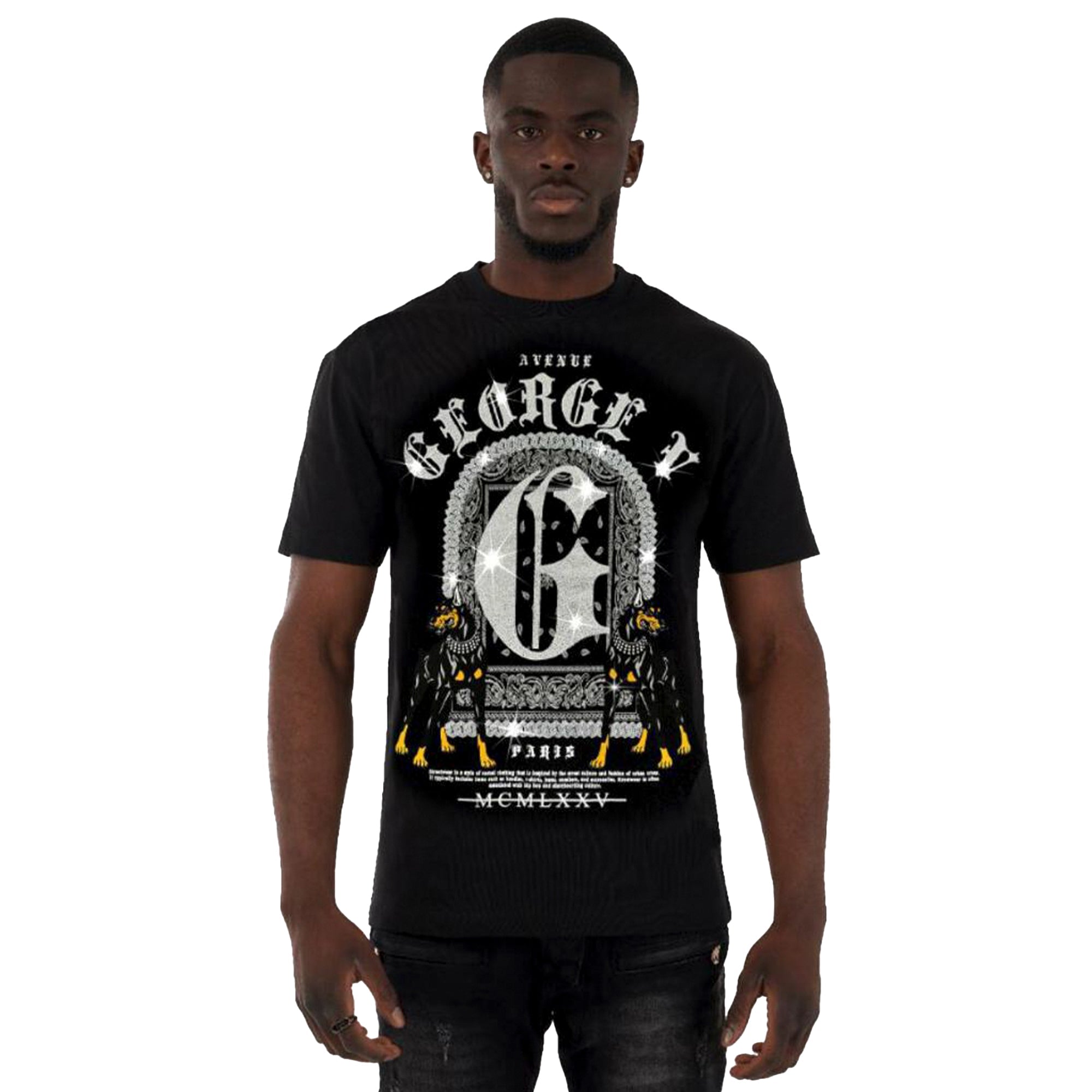 George V Men T-Shirt (Black)-Black-Small-Nexus Clothing
