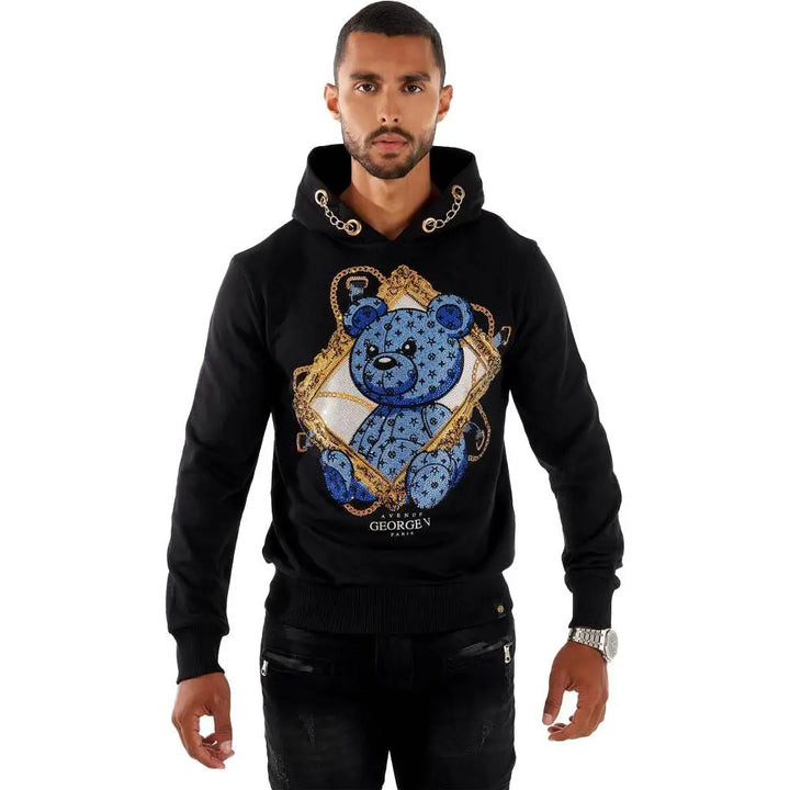 George V Men Teddy Hoodie (Black Baby Blue)-Black Baby-Small-Nexus Clothing