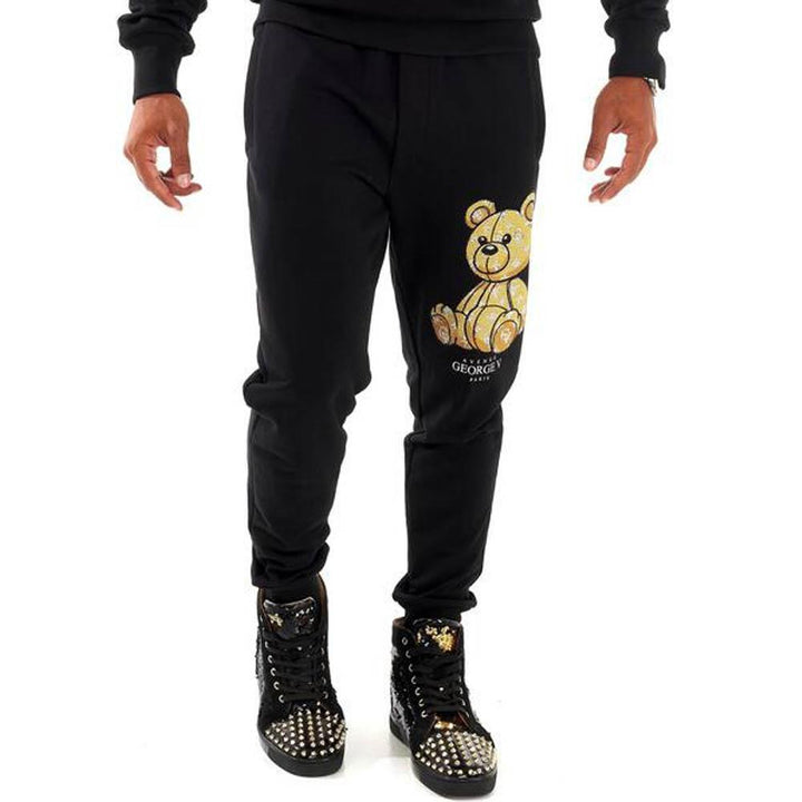 George V Men Teddy Jogger (Black Yellow)-Black Yellow-Small-Nexus Clothing