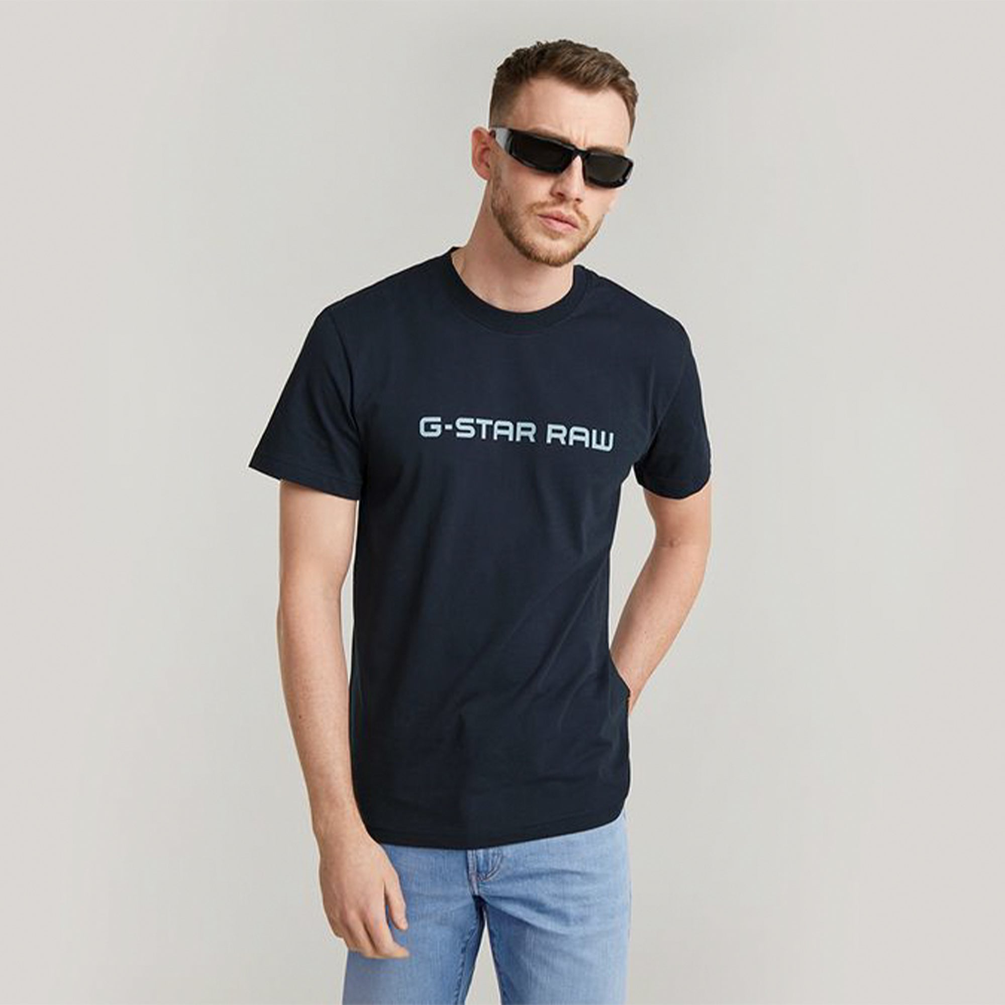 Gstar Raw Men Corporate Script Logo R T Tee (Salute)-Nexus Clothing