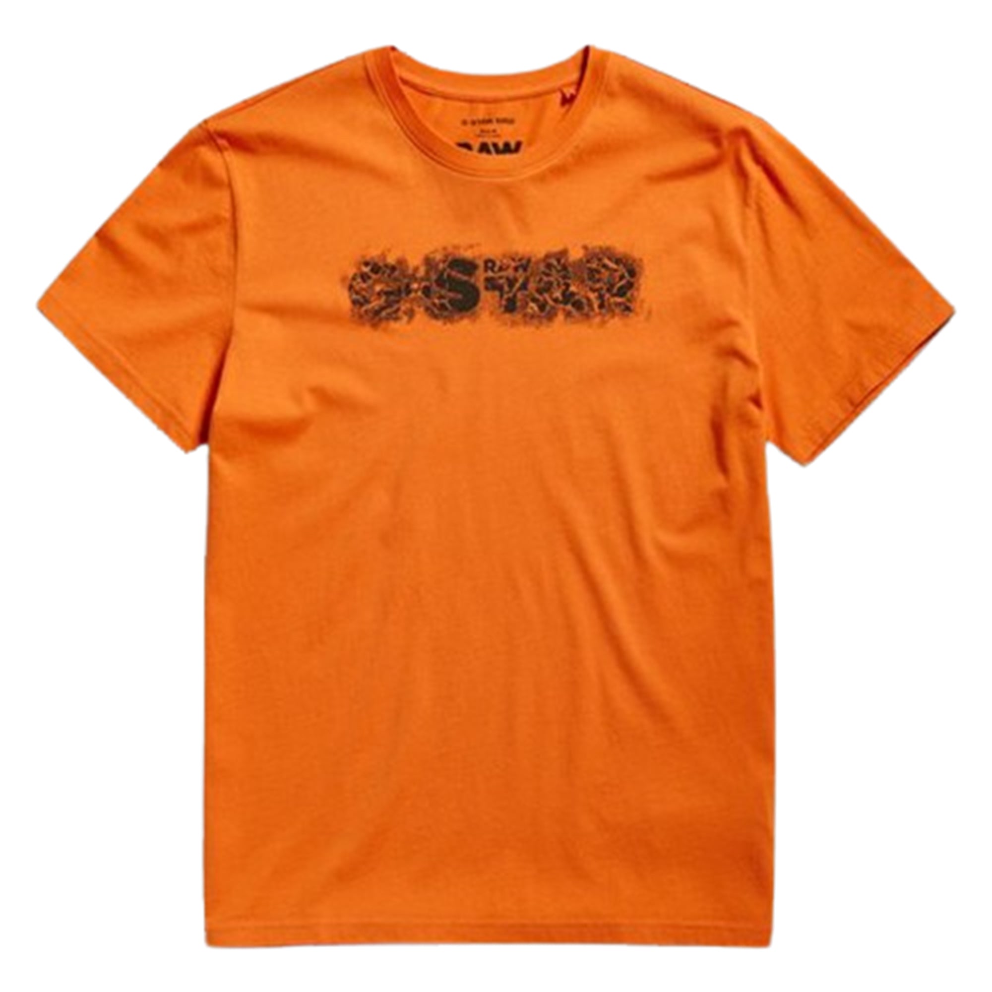 Gstar Raw Men Distress Logo T-Shirt (Orange)-Orange-Small-Nexus Clothing