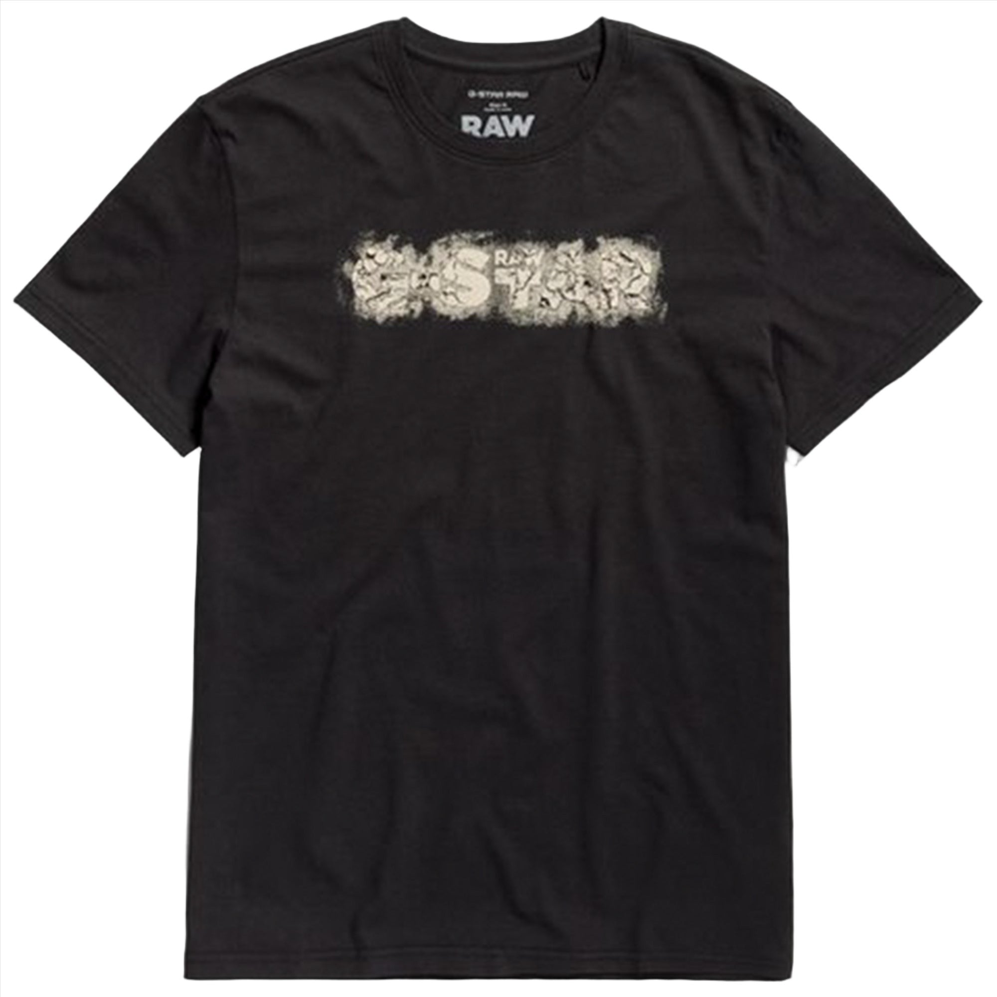 Gstar Raw Men Distressed Logo Tee (Black)-Black-Small-Nexus Clothing