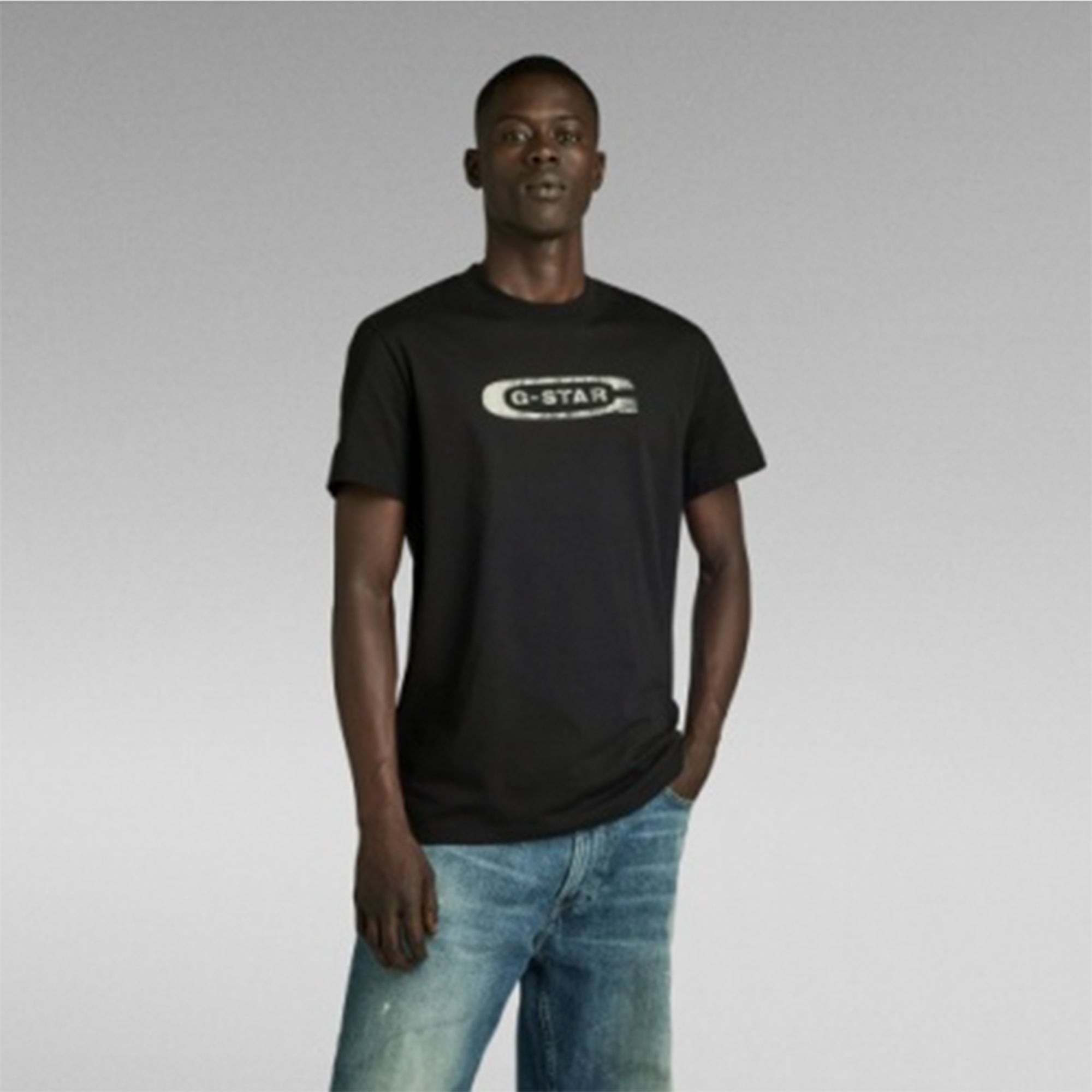 Gstar Raw Men Distressed Old School T-Shirt (Black)-Nexus Clothing