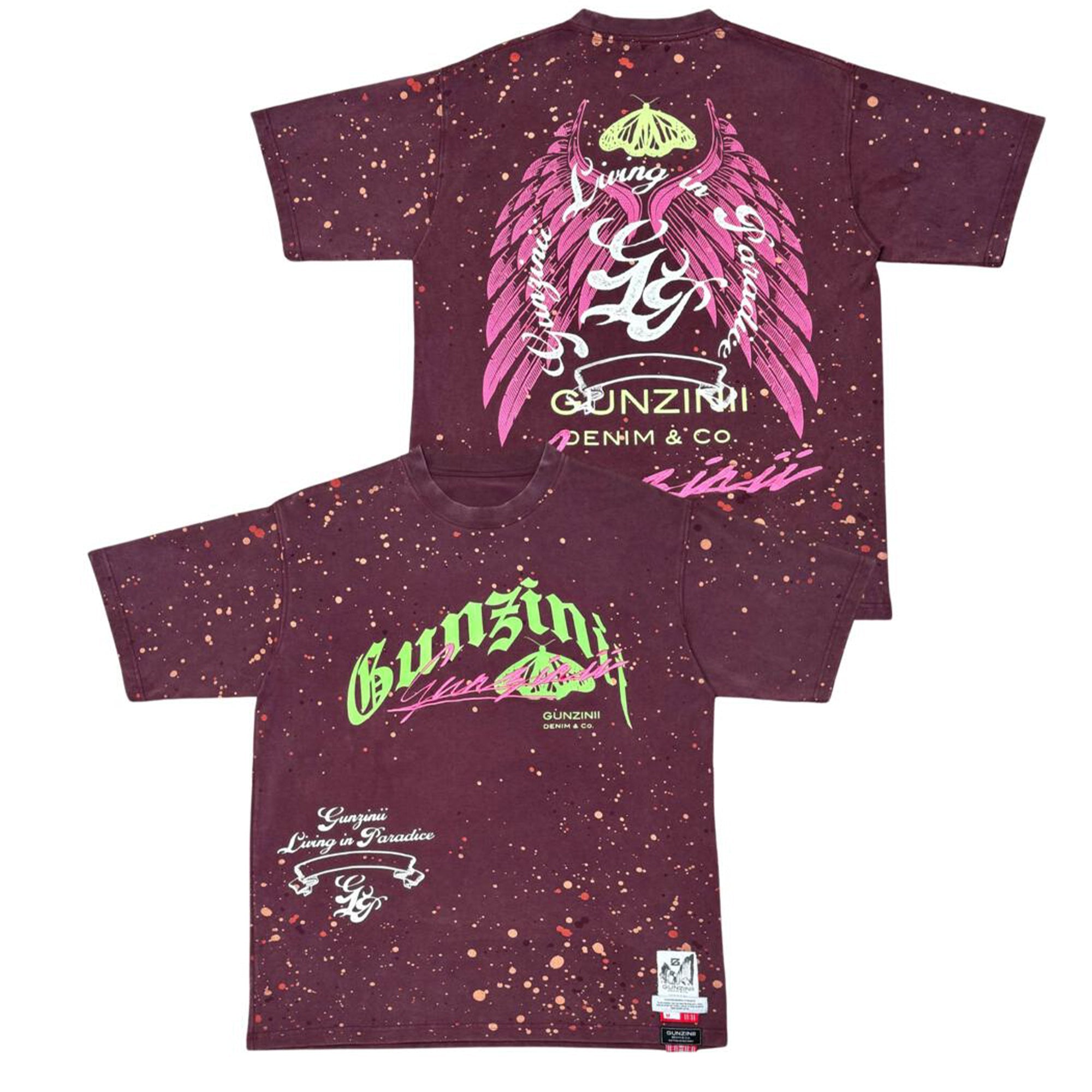 Gunzinii Men Living In Paradise Tee (Burgundy)-Nexus Clothing