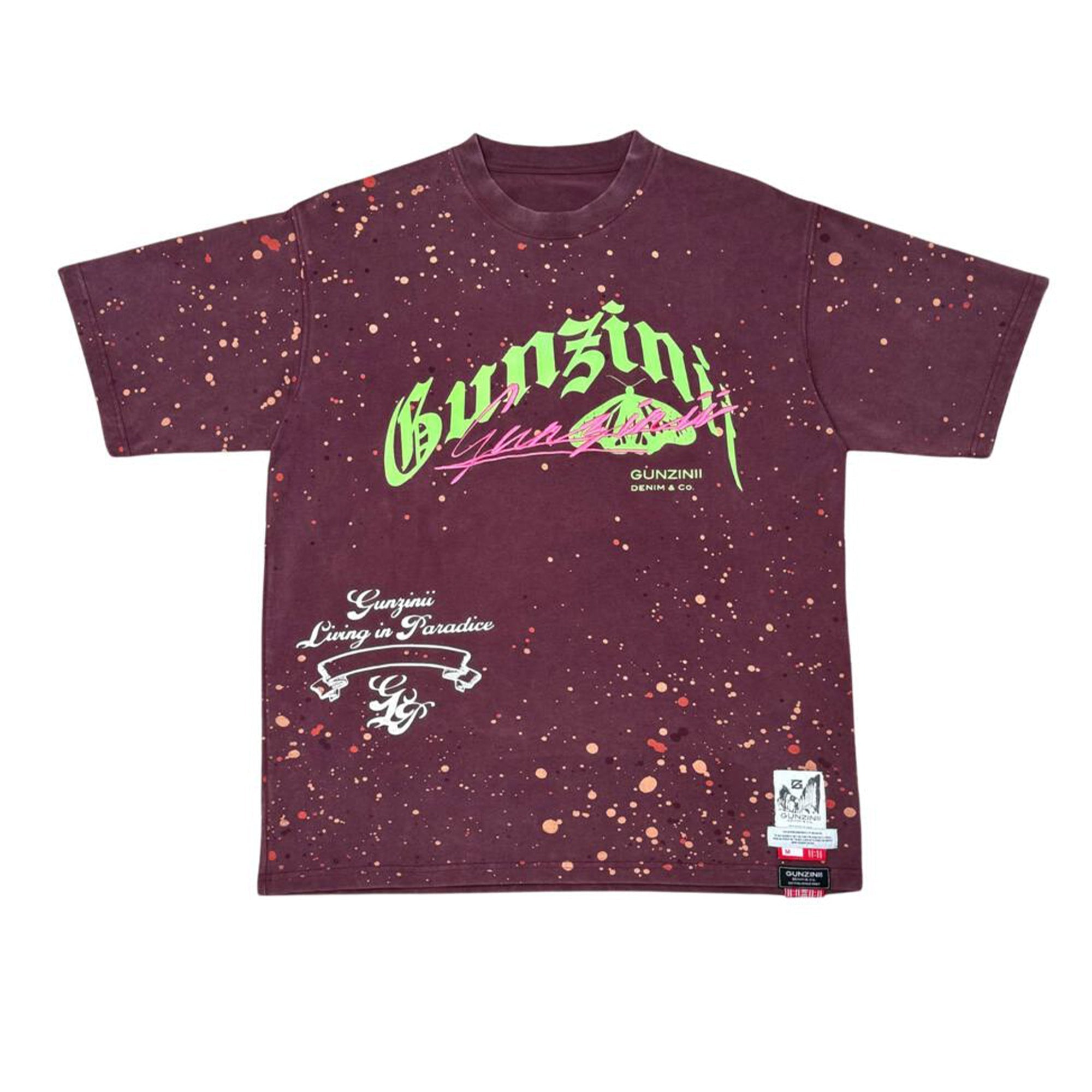 Gunzinii Men Living In Paradise Tee (Burgundy)-Burgundy-X-Small-Nexus Clothing