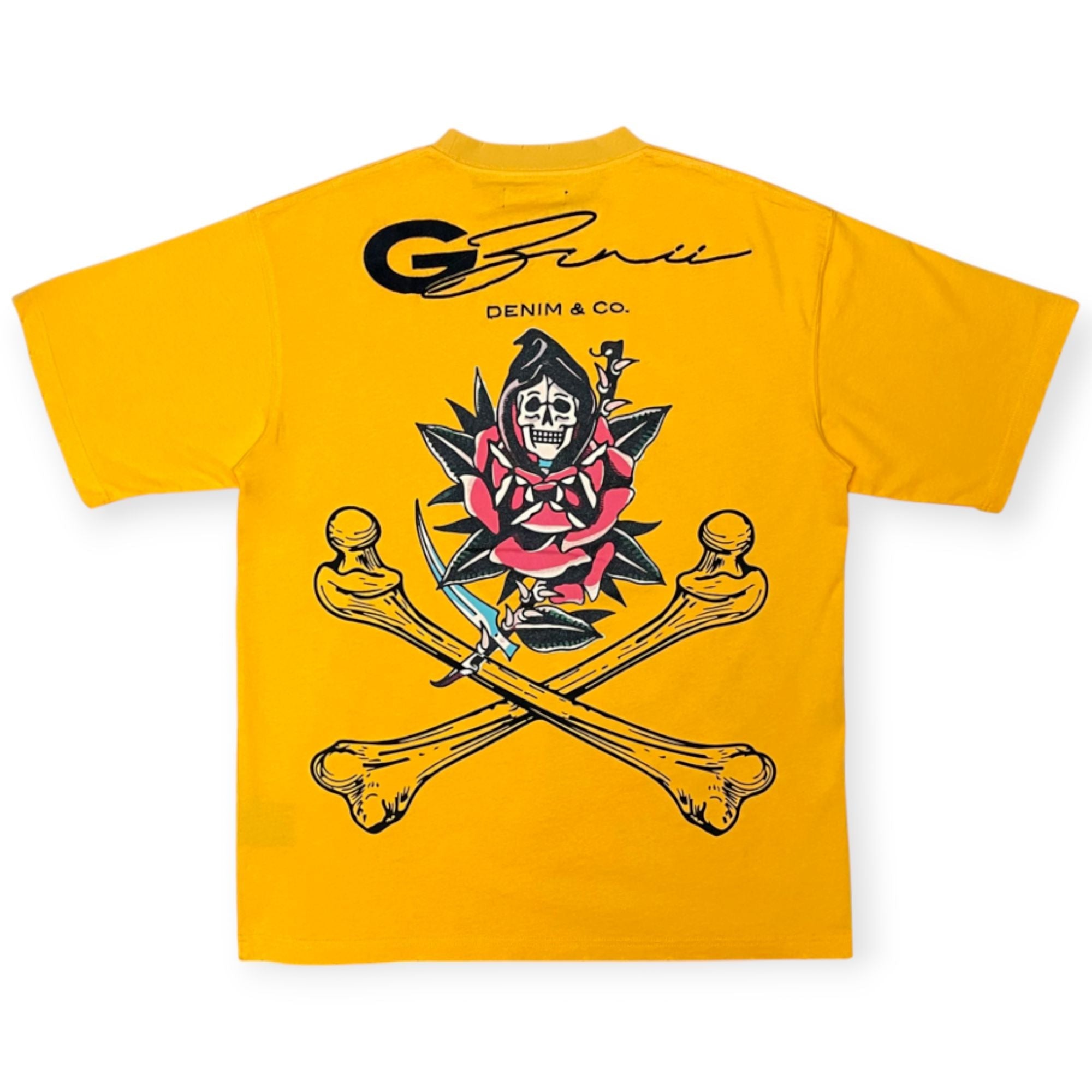 Gunzinii Men Skull & Bones Tee (Yellow)-Nexus Clothing