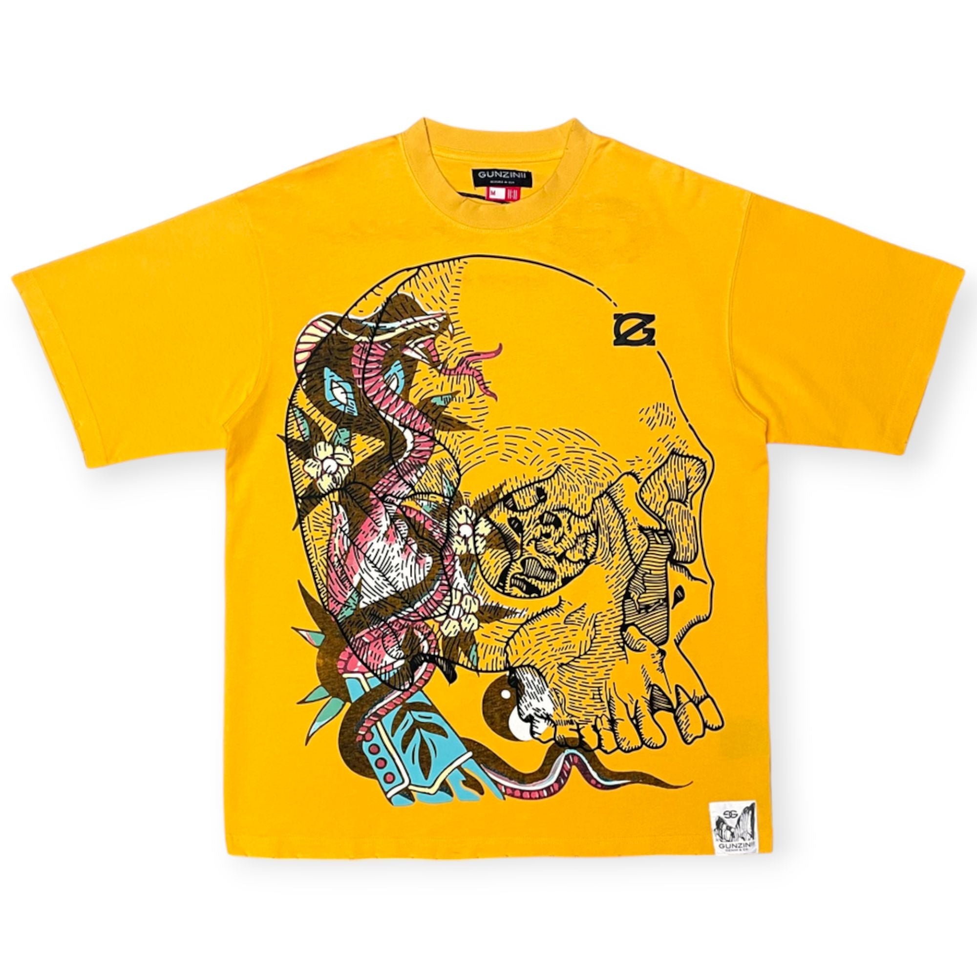 Gunzinii Men Skull & Bones Tee (Yellow)-Yellow-Small-Nexus Clothing