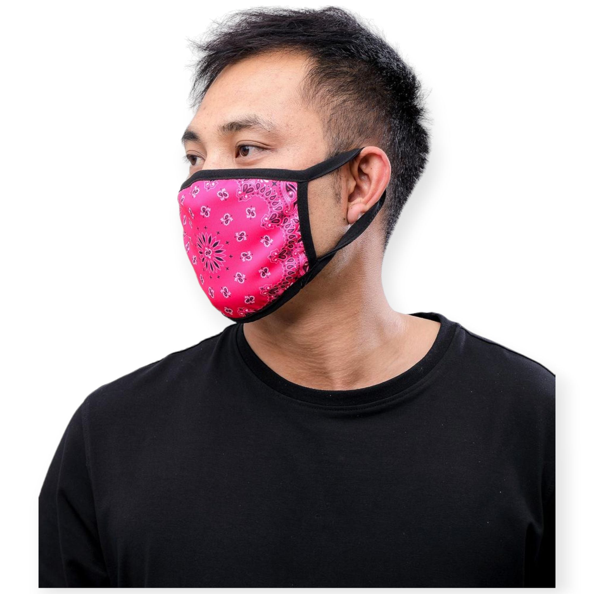 Hudson Men Outerwear Solid Paisley Face Mask(Hot Pink)-Hot Pink-OneSize-Nexus Clothing