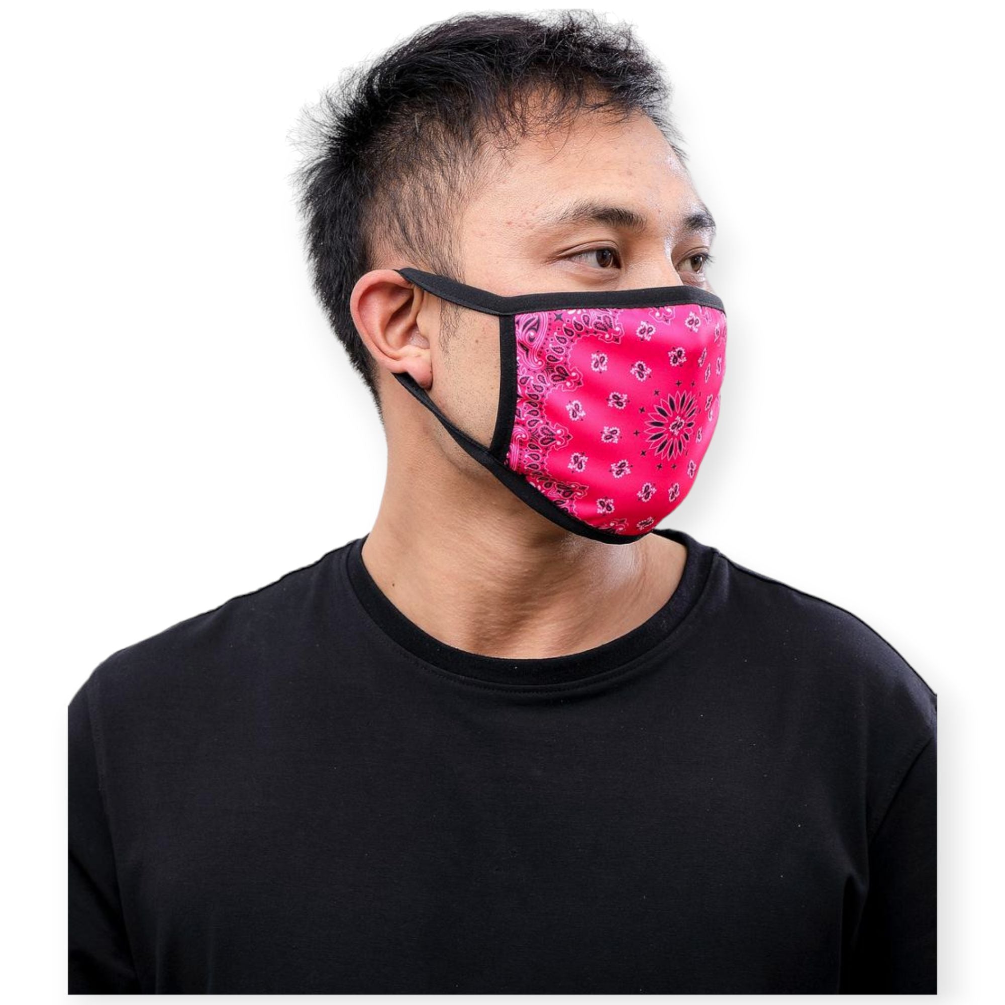 Hudson Men Outerwear Solid Paisley Face Mask(Hot Pink)-Hot Pink-OneSize-Nexus Clothing