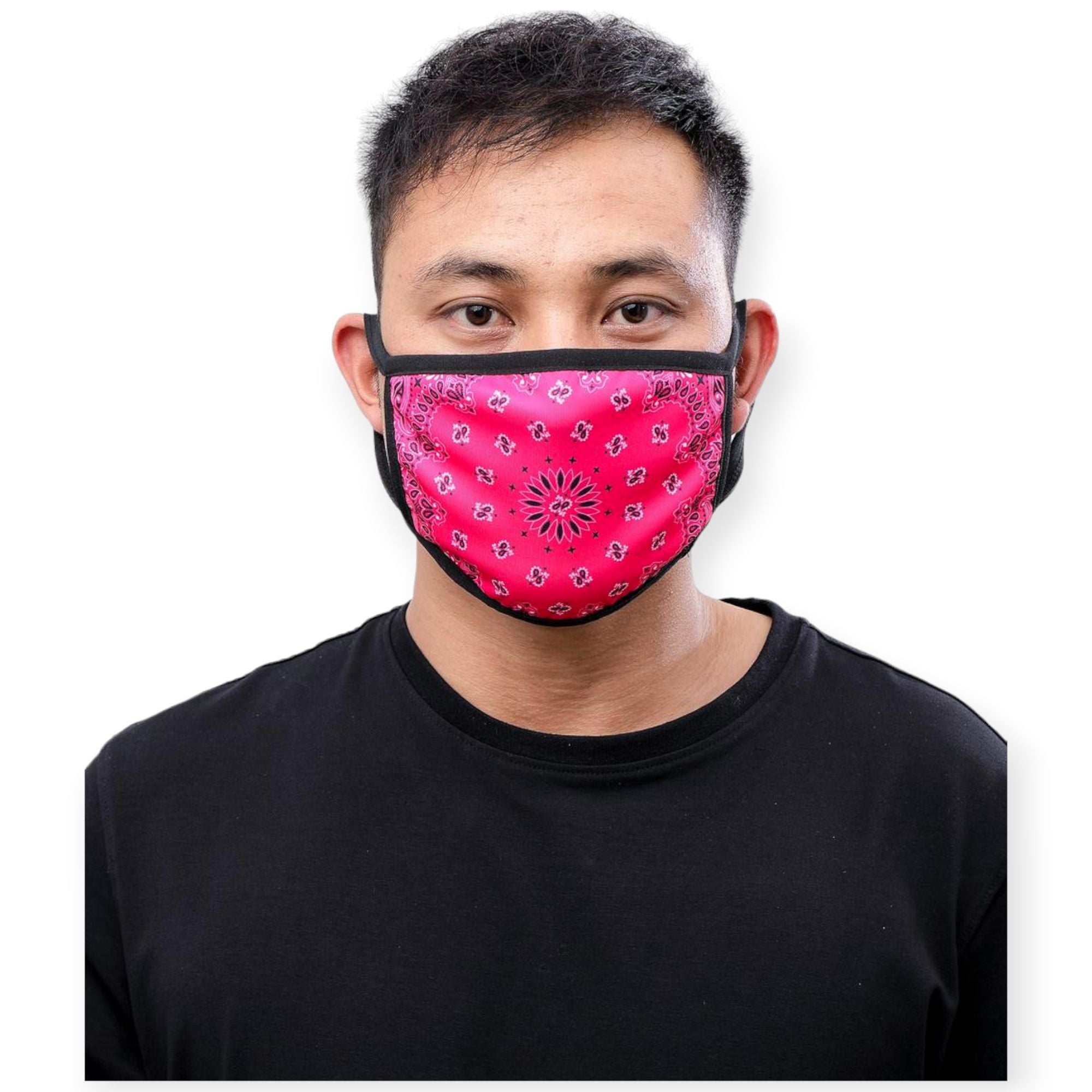 Hudson Men Outerwear Solid Paisley Face Mask(Hot Pink)-Hot Pink-OneSize-Nexus Clothing