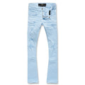 Jordan Craig Boys Stacked Fit Denim with Shreds Jeans (Sky Blue)