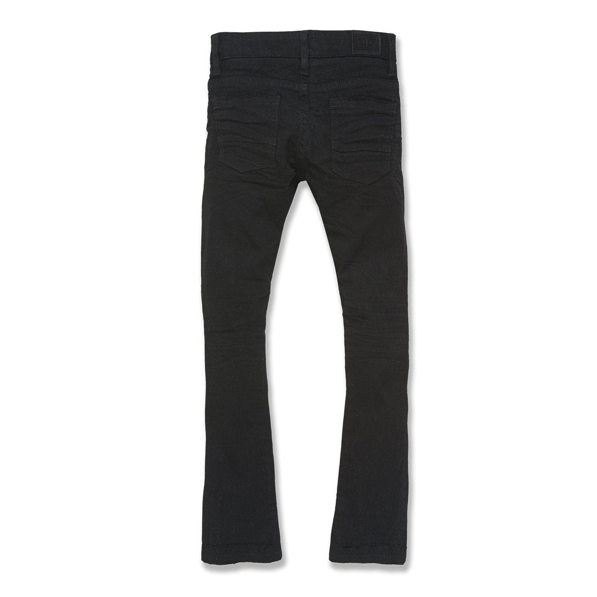 Jordan Craig Boys Stacked With Shreds Jeans (Black)-Nexus Clothing
