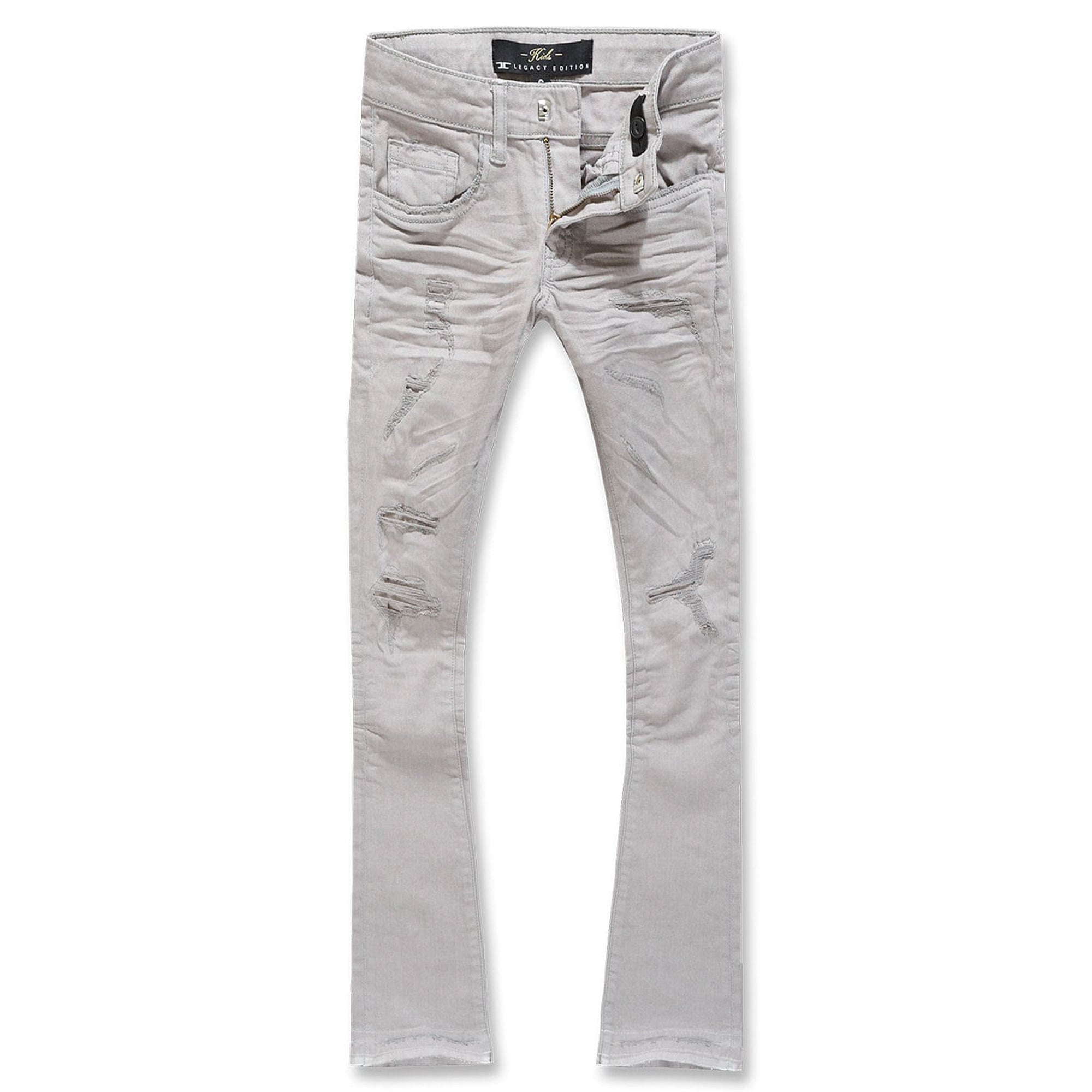 Jordan Craig Boys Stacked With Shreds Jeans (Light Grey)-L Grey-8-Nexus Clothing