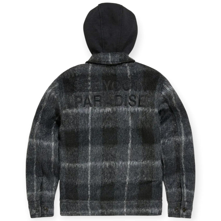 Jordan Craig KIDS Boys Flannel Over Shirt With Hood (Black Shadow)-Nexus Clothing