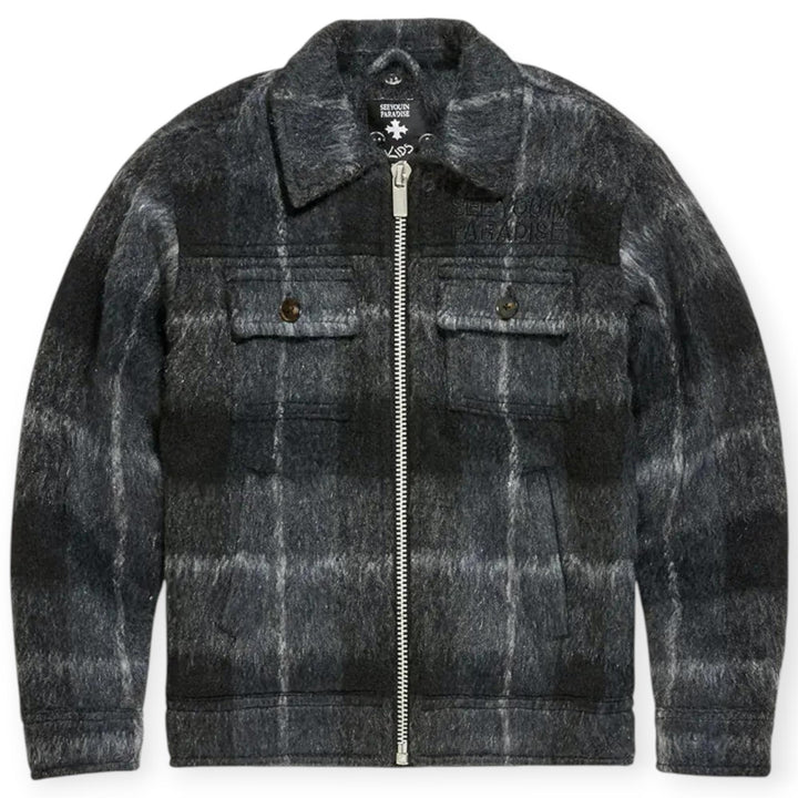 Jordan Craig KIDS Boys Flannel Over Shirt With Hood (Black Shadow)-Nexus Clothing