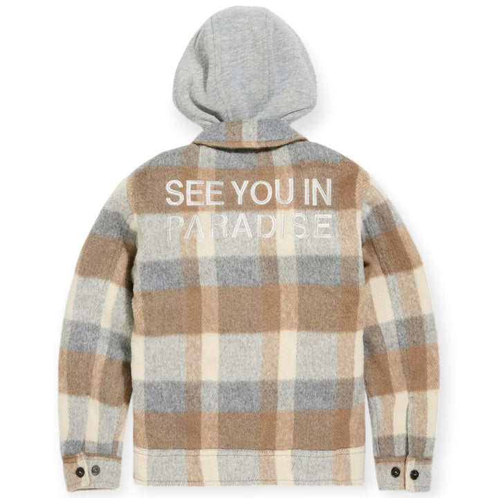 Jordan Craig KIDS Boys Flannel Over Shirt With Hood (Khaki)-Nexus Clothing