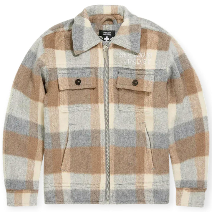 Jordan Craig KIDS Boys Flannel Over Shirt With Hood (Khaki)-Nexus Clothing
