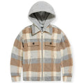 Jordan Craig KIDS  Boys Flannel Over Shirt With Hood (Khaki)