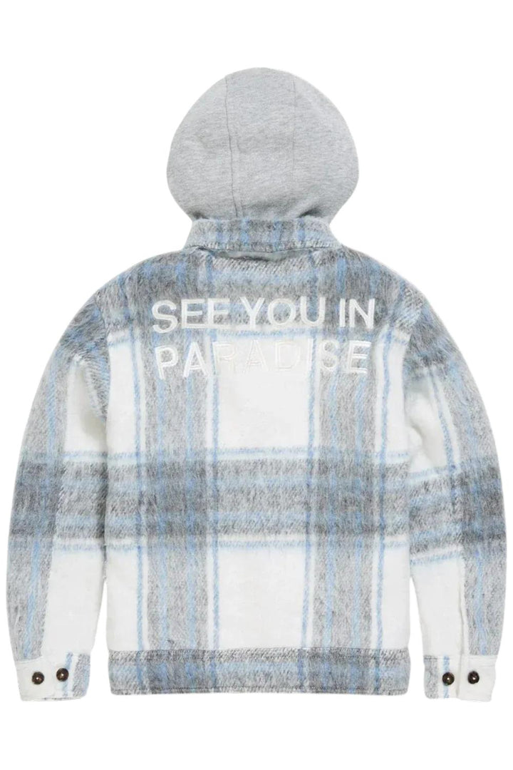 Jordan Craig KIDS Boys Flannel Over Shirt With Hood (Light Blue)-Nexus Clothing