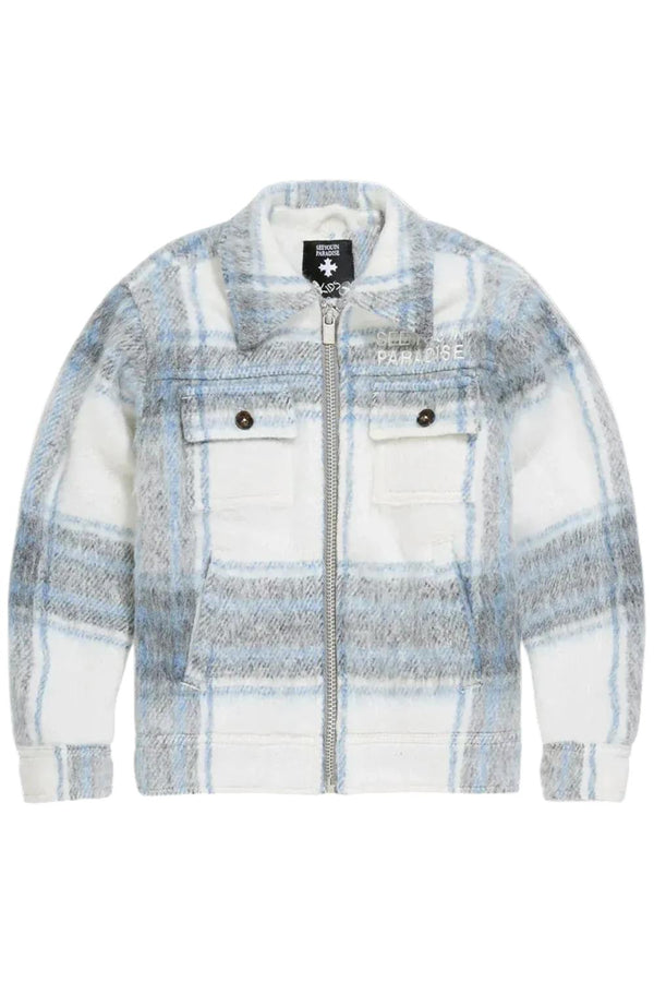 Jordan Craig KIDS Boys Flannel Over Shirt With Hood (Light Blue)-Nexus Clothing